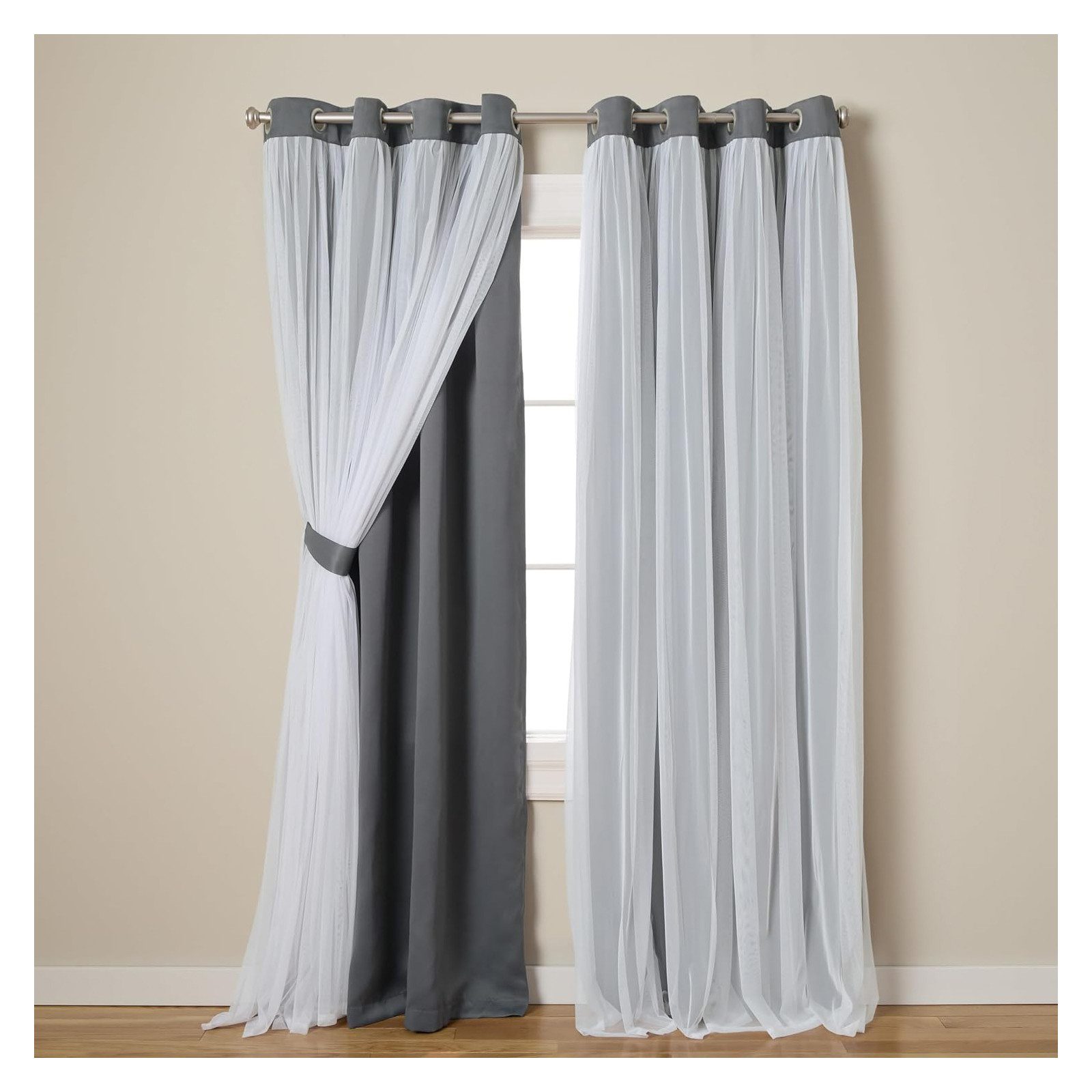 Kaket Gardine Spitzen-Voile-Gardine, Vintage-Blumen-Panelvorhang, halbtrans günstig online kaufen