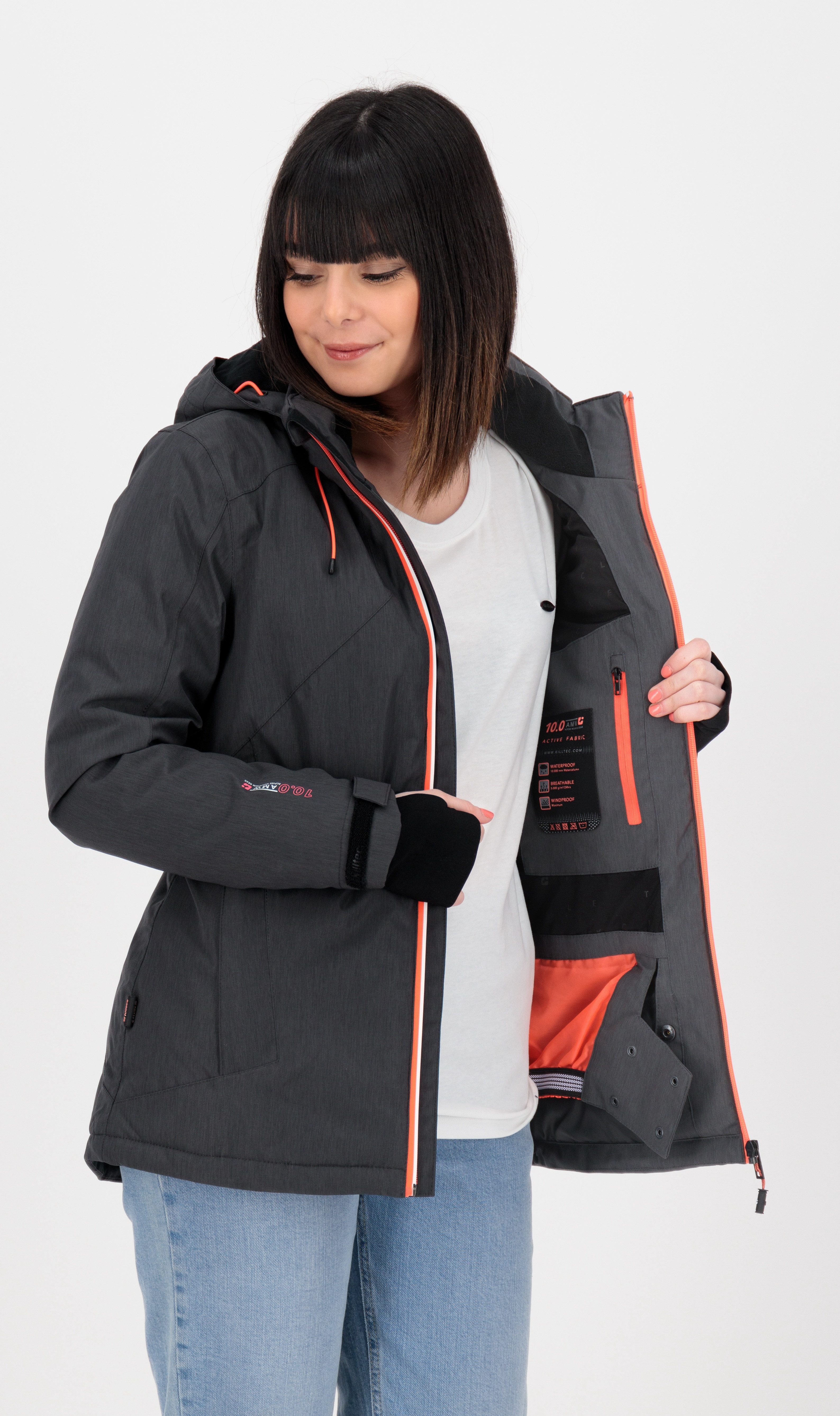 Killtec Skijacke KSW 12 WMN SKI JCKT CS mit abnehmbarer Kapuze. mit Schneefang und Windfang