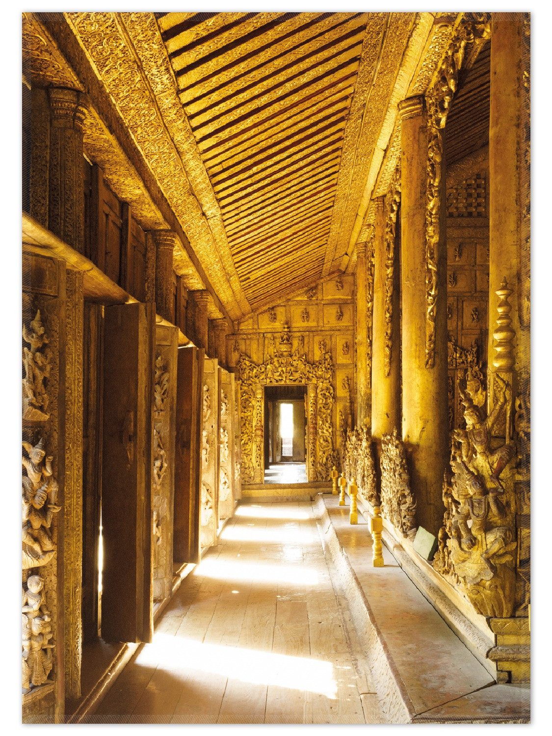 Wallario Teppich Buddhistischer Tempel aus Holz - Mandaley, rechteckig, rutschfest