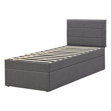 Fangqi Polsterbett 200x90cm gepolstertes Einzelbett mit großem Stauraum,Metalllattenregal (set, Einzelbett, Kinderbett, Jugendbett, Gästebett, Familienbett), mit Bettkasten mit großem Fassungsvermögen