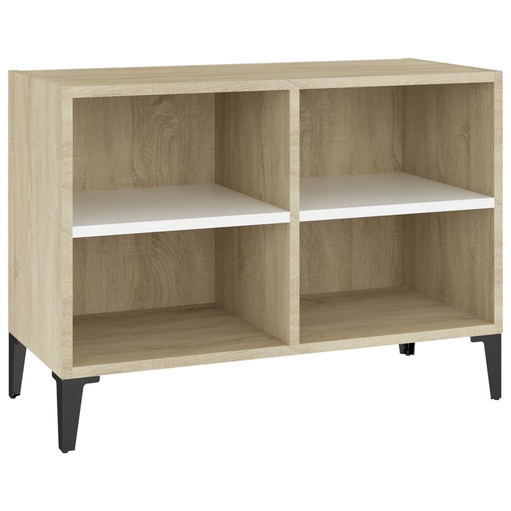 Sonoma-Eiche TV-Schrank cm mit vidaXL Metallbeinen Sonoma-Eiche Weiß TV-Schrank Weiß 69,5x30x50 (1-St) und