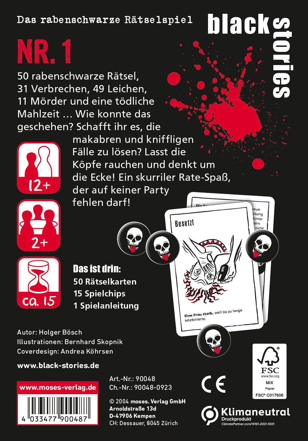 Moses. Verlag Spiel Black Stories 1, Familienspiel, Made in Europe