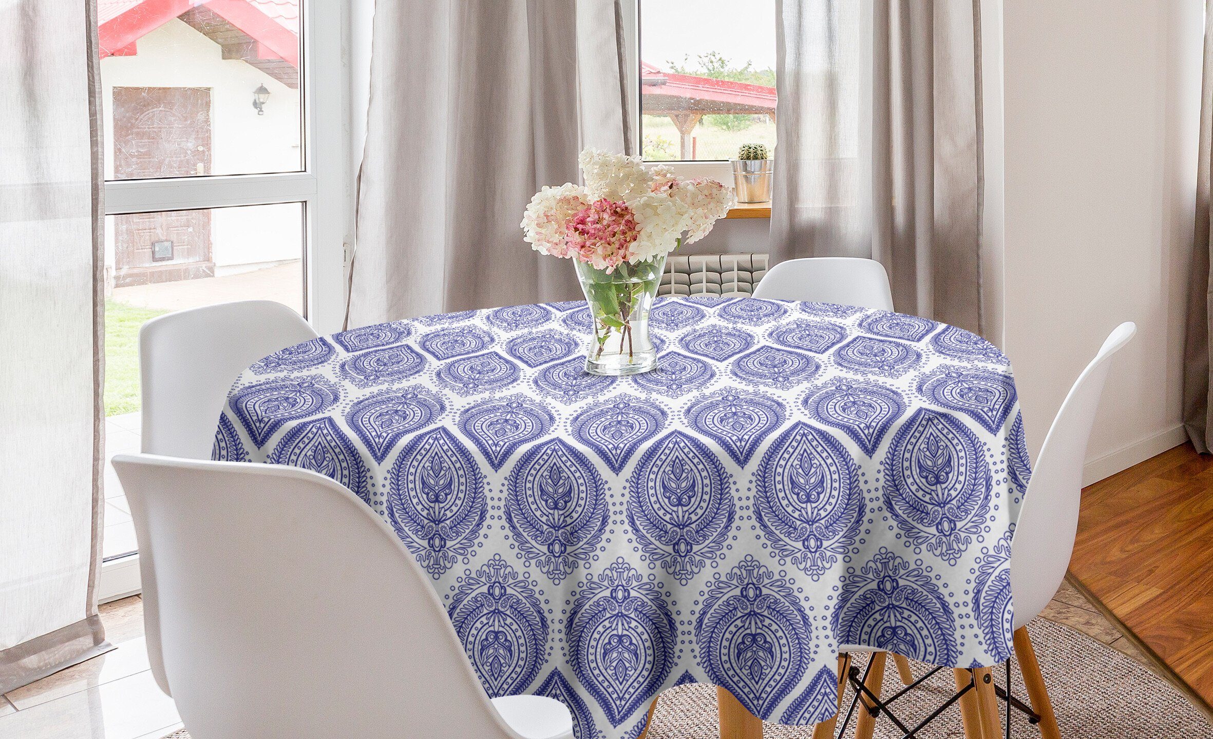 Abakuhaus Tischdecke Kreis Tischdecke Abdeckung für Esszimmer Küche Dekoration, Paisley mittelalterliche Motive | Tischdecken