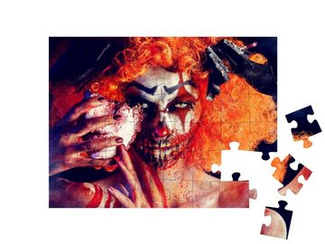 puzzleYOU Puzzle Horror-Clown, Nahaufnahme, 48 Puzzleteile, puzzleYOU-Kollektionen Kunst & Fantasy