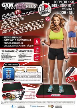 Gymform® Vibrationsplatte VibroMax Plus Trainingsplatte, 200,00 W, 99 Intensitätsstufen, (4 tlg), 10 Programme, inkl. Widerstandsbänder und Fernbedienung