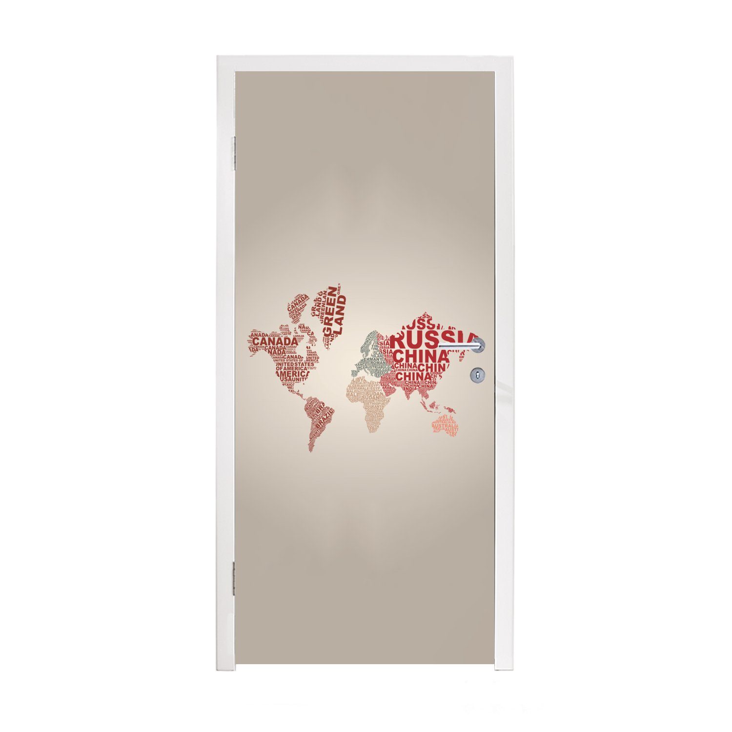 MuchoWow Türtapete Weltkarte - Karte - Briefe, Matt, bedruckt, (1 St), Fototapete für Tür, Türaufkleber, 75x205 cm