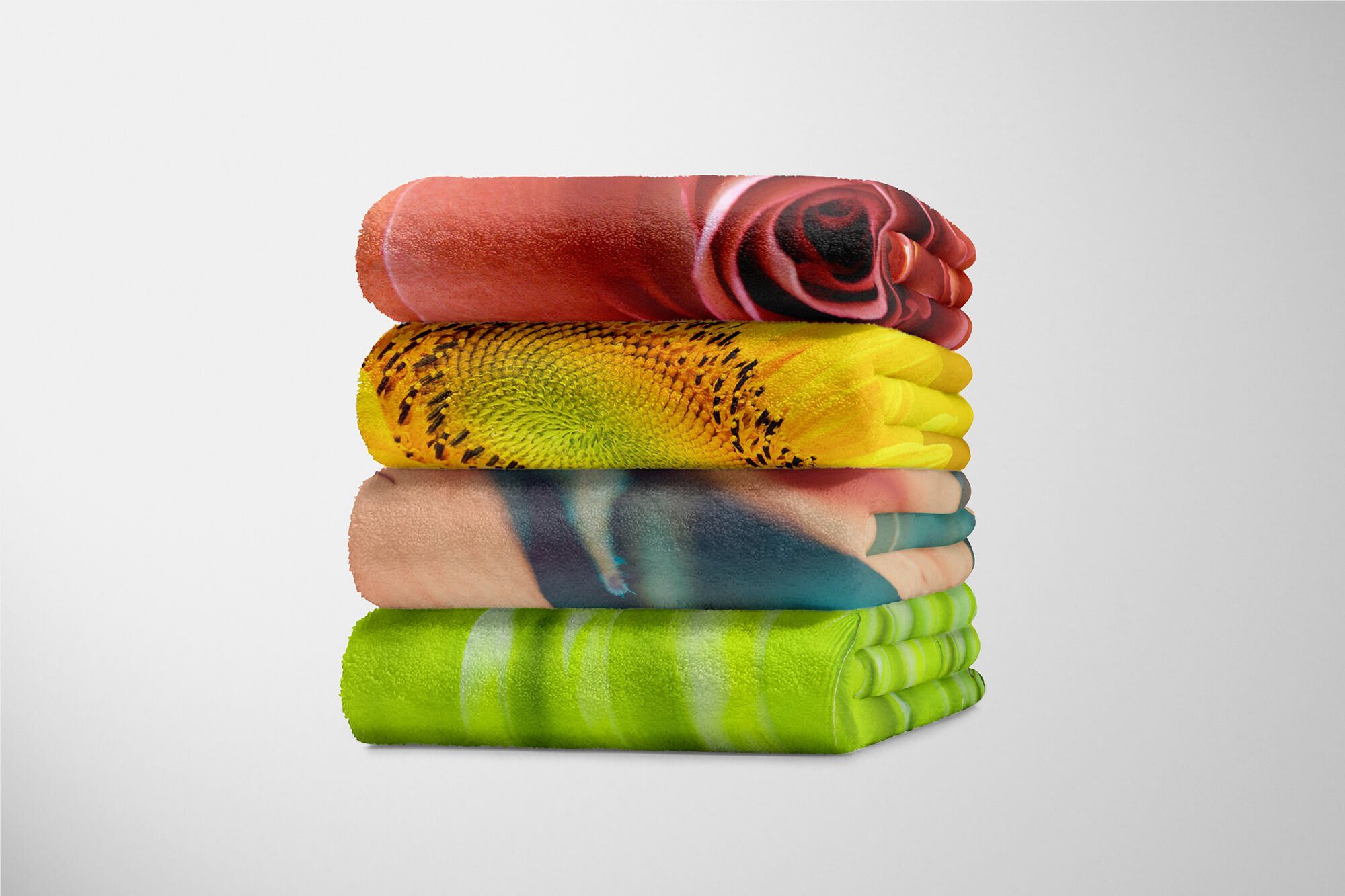 Kuscheldecke Makrof, Handtuch Baumwolle-Polyester-Mix Blume Fotomotiv Handtuch mit Art Blüte (1-St), Handtücher Sinus Saunatuch Strandhandtuch