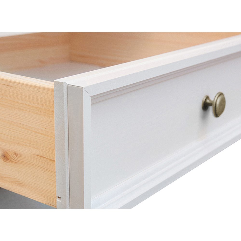 Lomadox Vitrine BORMIO-163 Massivholz, weiß mit Eiche Optik, 90 cm breit