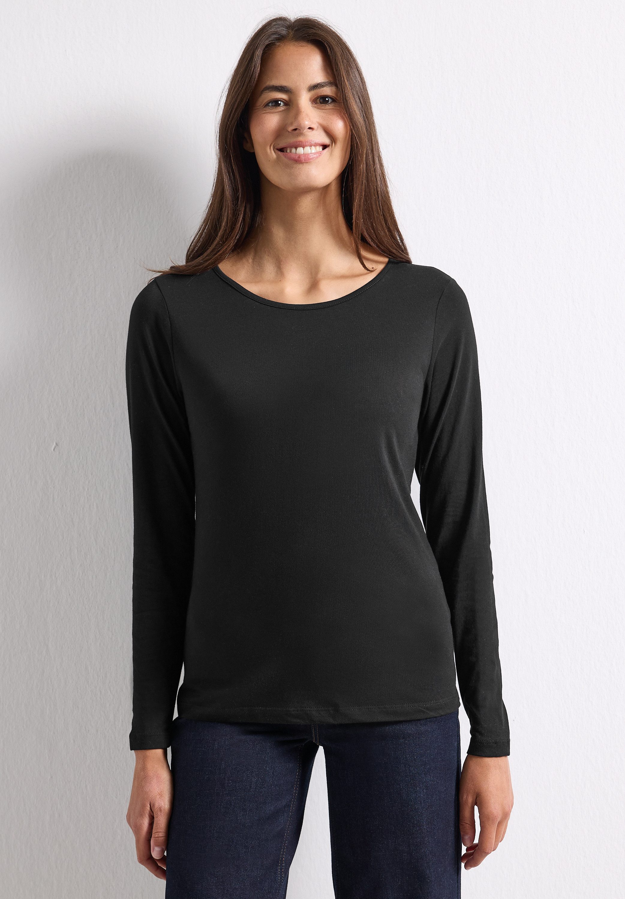 STREET ONE Langarmshirt aus reiner Baumwolle