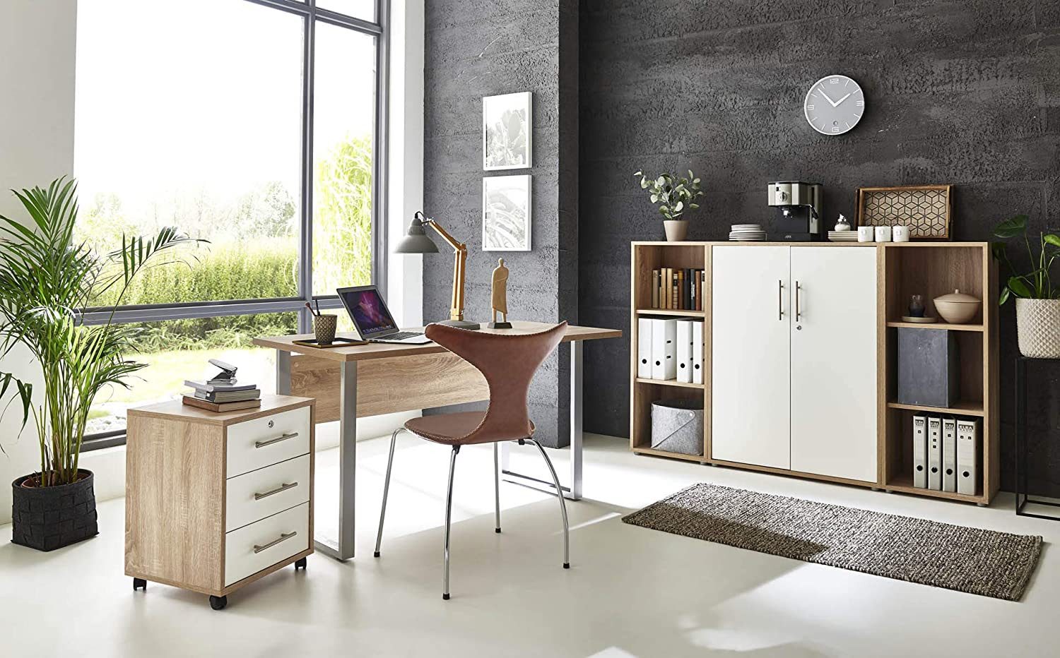 BMG Möbel Büromöbel-Set Office Edition Mini Set 2, (Spar-Set, 5 teiliges Büromöbelset), Büromöbel komplett Set für Arbeitszimmer und Homeoffice