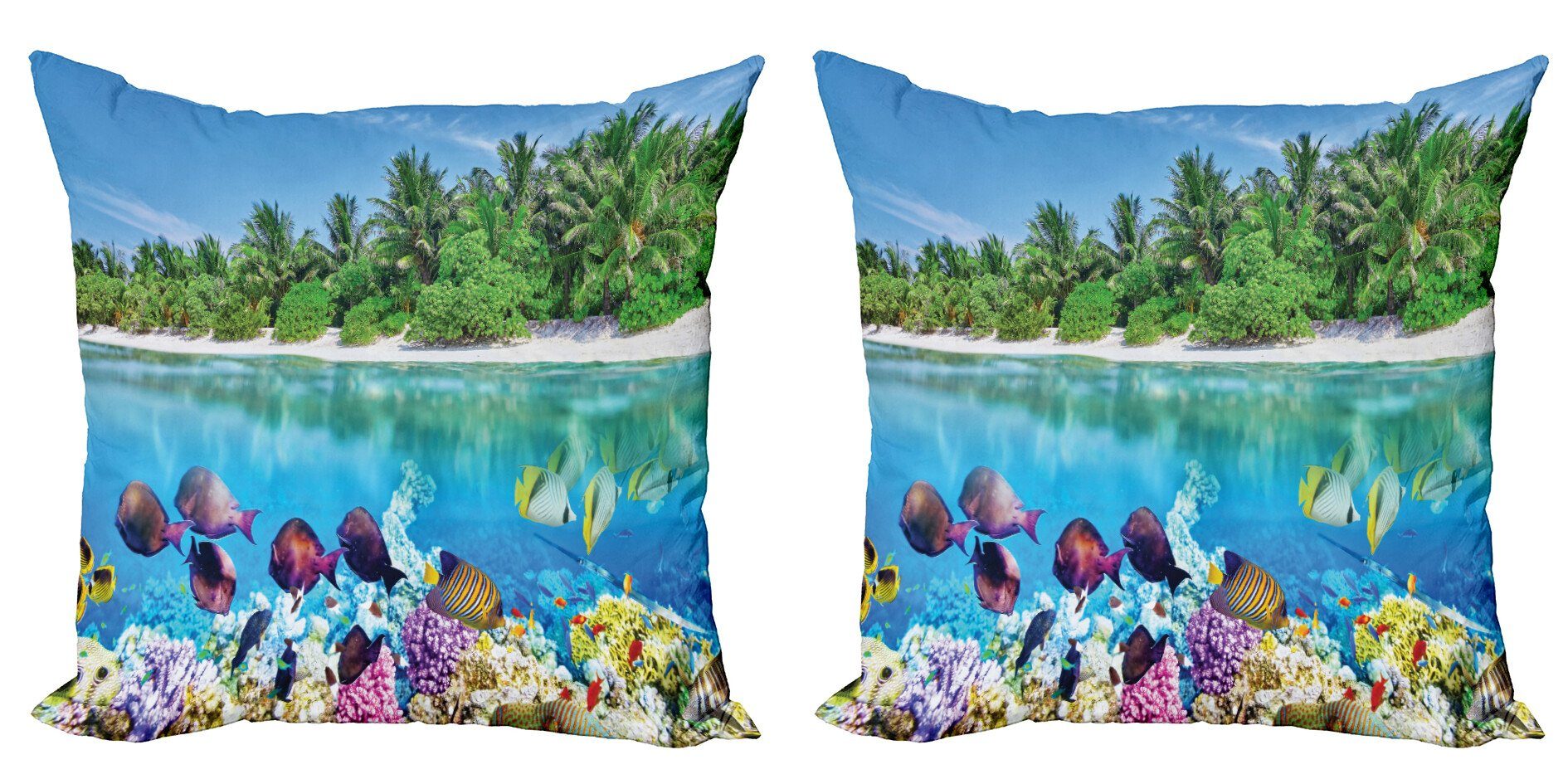 Kissenbezüge Modern Accent Doppelseitiger Digitaldruck, Abakuhaus (2 Stück), Insel Wasserwelt Malediven