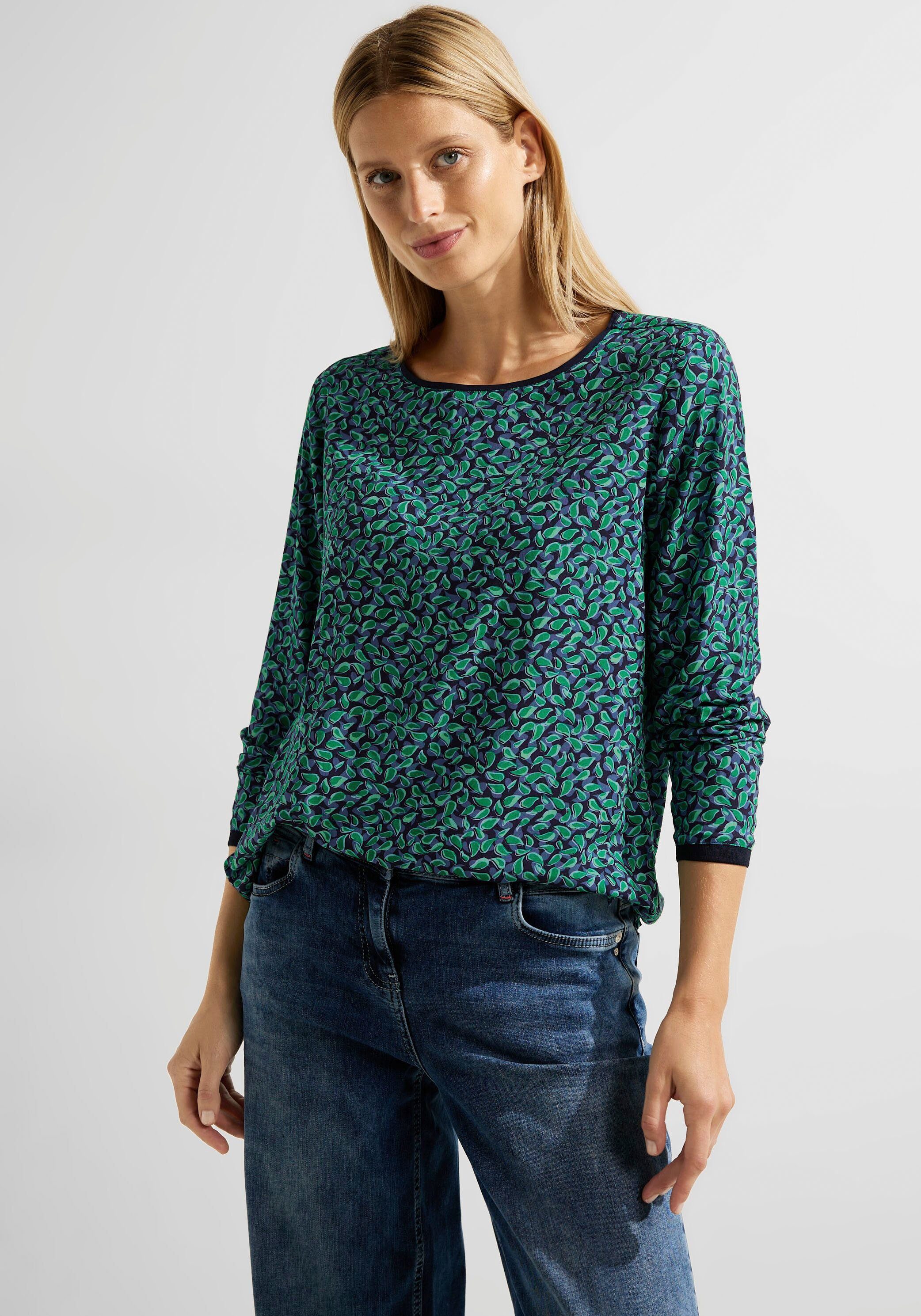 Cecil Langarmbluse mit Paisley-Muster easy green