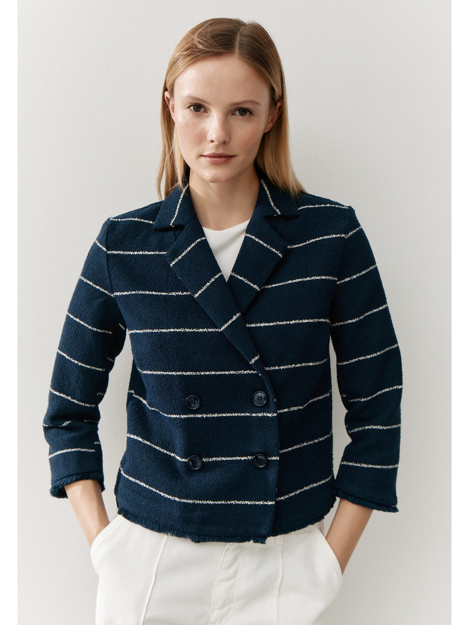 MORE&MORE Kurzblazer sportiver 3/4 Arm-Kurzblazer, gestreift