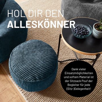 Lumaland Pouf Sitzhocker Cord Ablage kompakt 25x45 cm, pflegeleicht, Indoor Relaxen