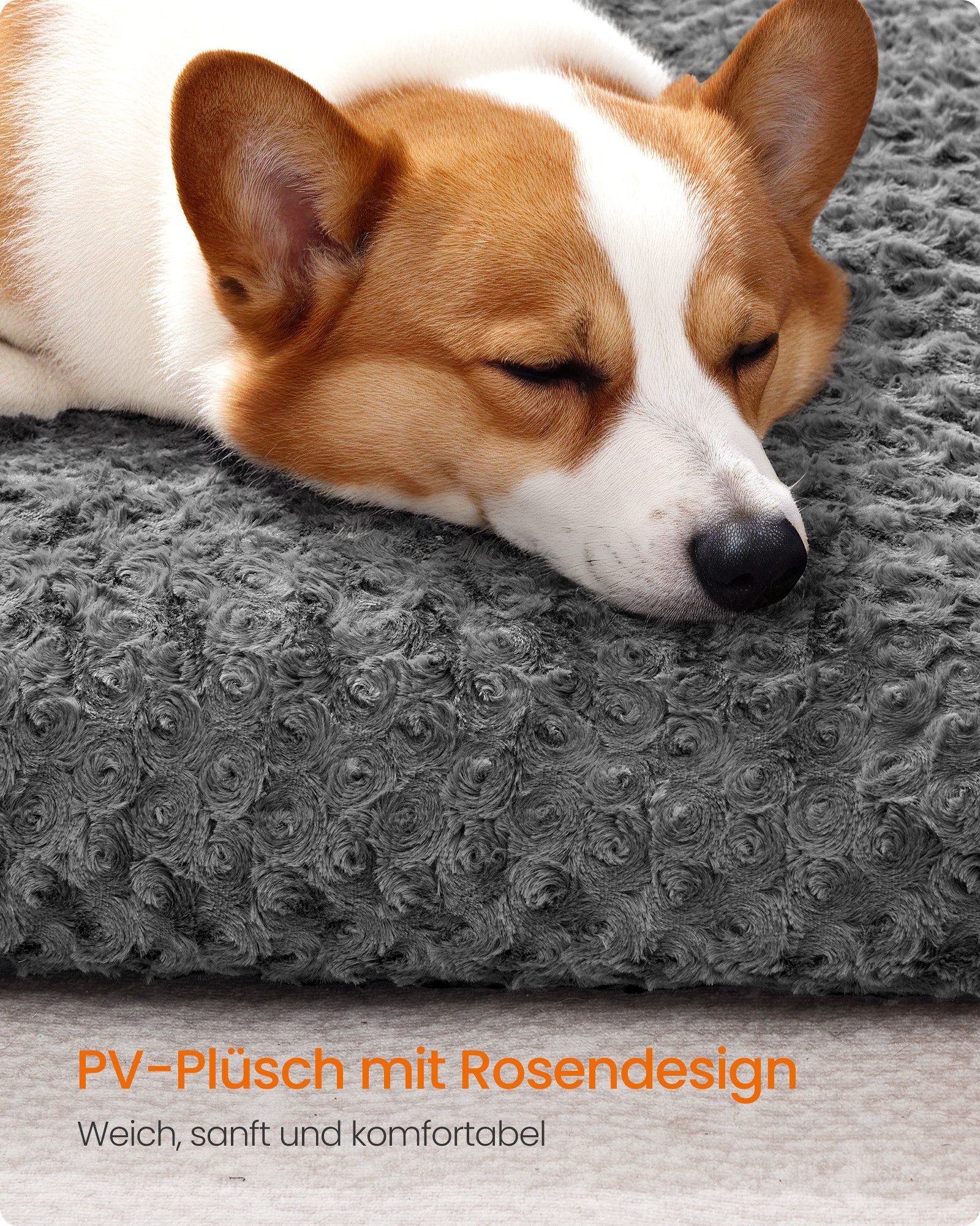 FEANDREA Hundebett Hundekissen, flauschige Hundematte, Plüsch, waschbar, weich, M/L/XL/XXL