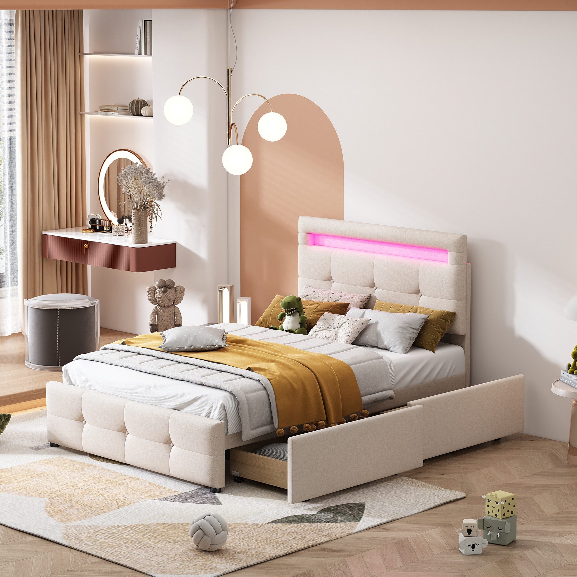 STILVORA Polsterbett 90x200 Kinderbett mit Stauraum günstig online kaufen