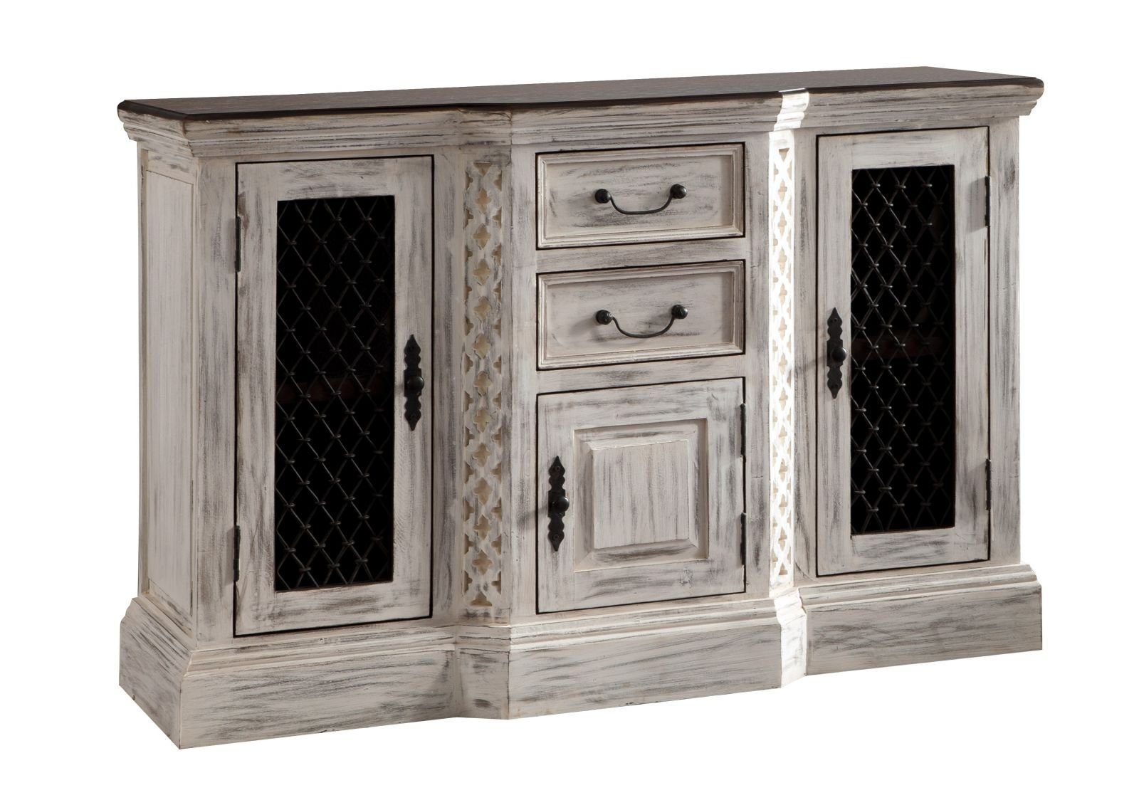 Massivmoebel24 Sideboard CASTLE-ANTIK (Massivholz), Sideboard Mango / Akazie 135x50x90 weiß gewachst CASTLE-ANTIK #215