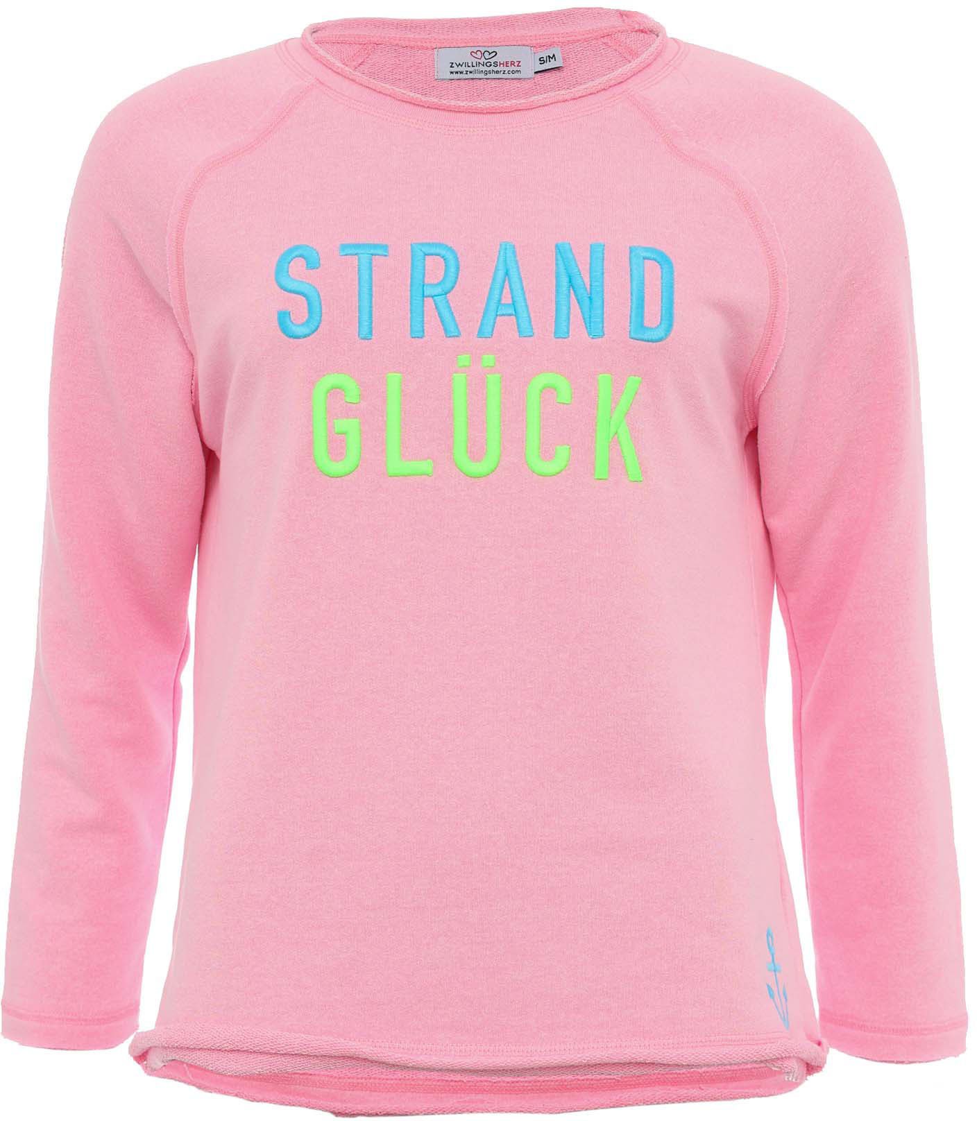 Zwillingsherz Langarmshirt mit aufgesticktem "Strandglück" günstig online kaufen
