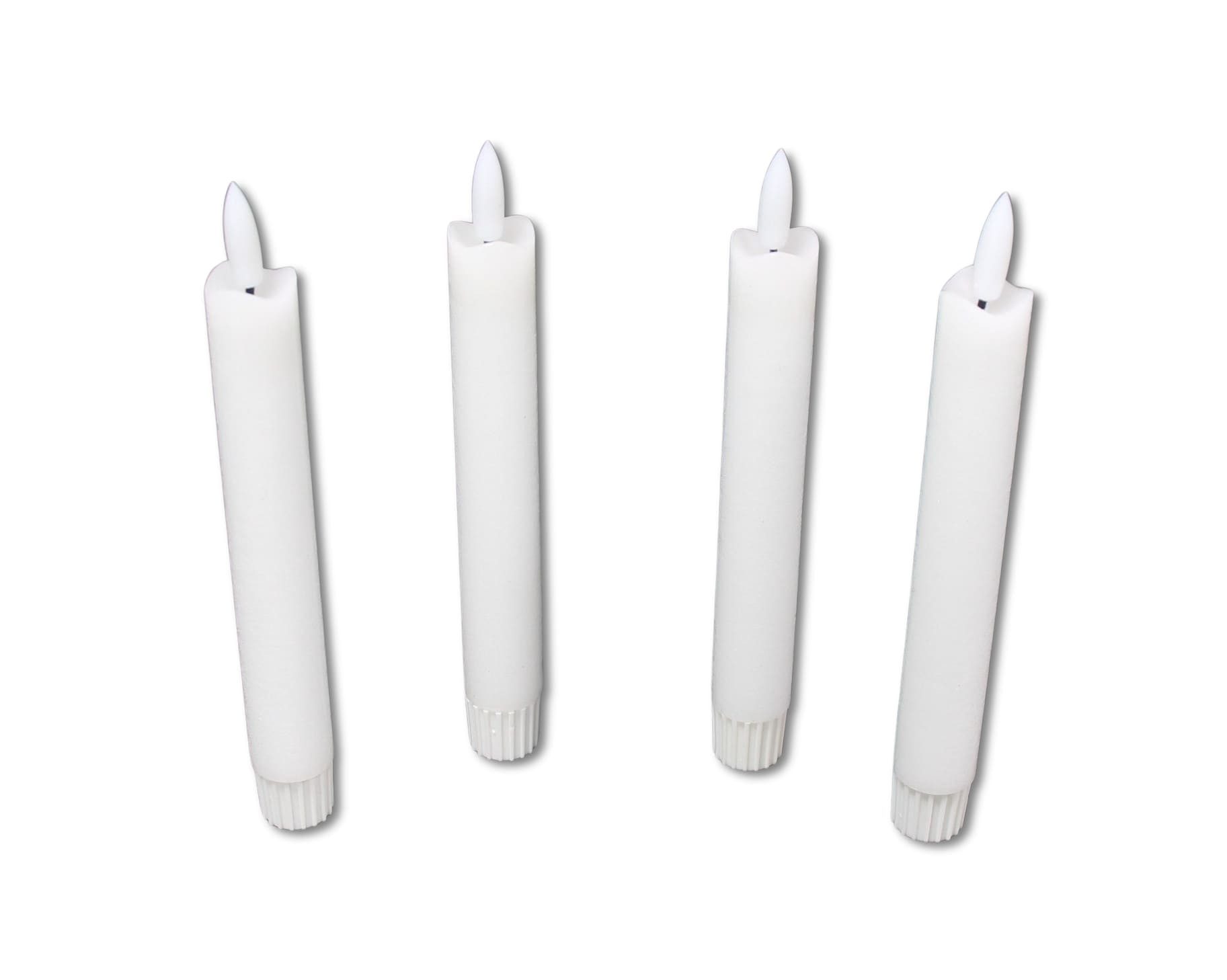 Dekoleidenschaft LED-Kerze "Classical" Timer, elektrische Свечи flackernd, Stabkerze, Wachskerze (4-tlg., im Set), Echtwachs Stabkerze weiß, 20 cm hoch mit Fernbedienung