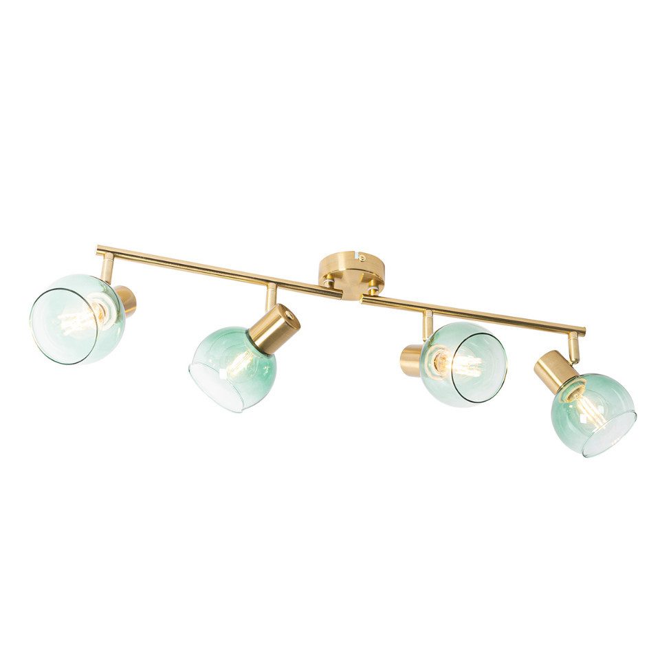 Qazqa LED Aufbaustrahler Vidro, ohne Leuchtmittel, E14, Grün, Art Deco, Stahl, 4-flammig