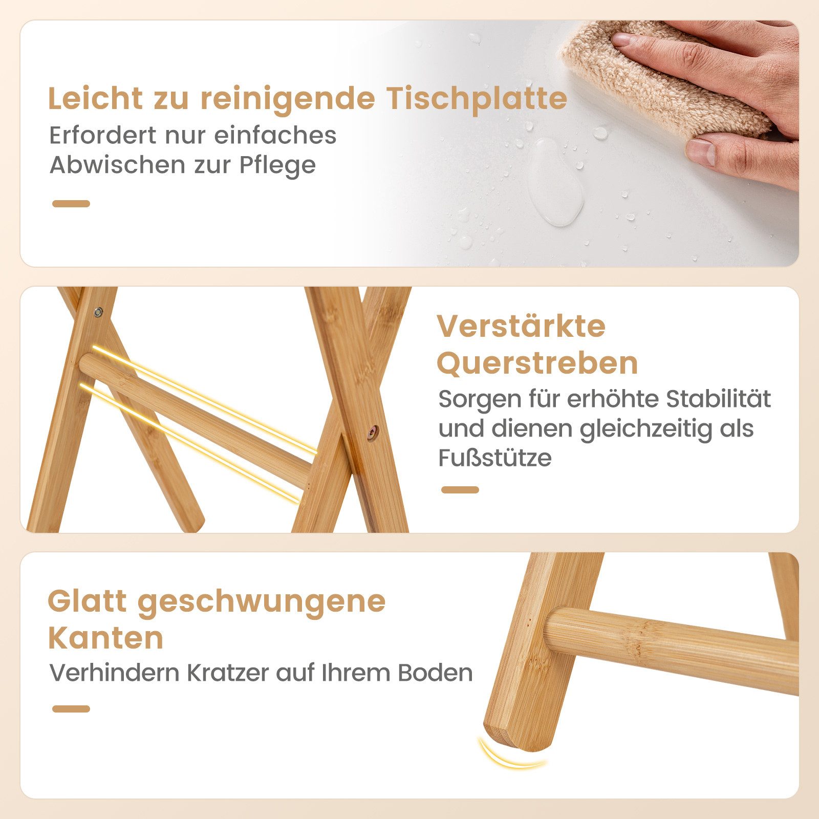 KOMFOTTEU Beistelltisch (2er Set), Klapptisch Couchtisch Kaffeetisch, bis 20 kg