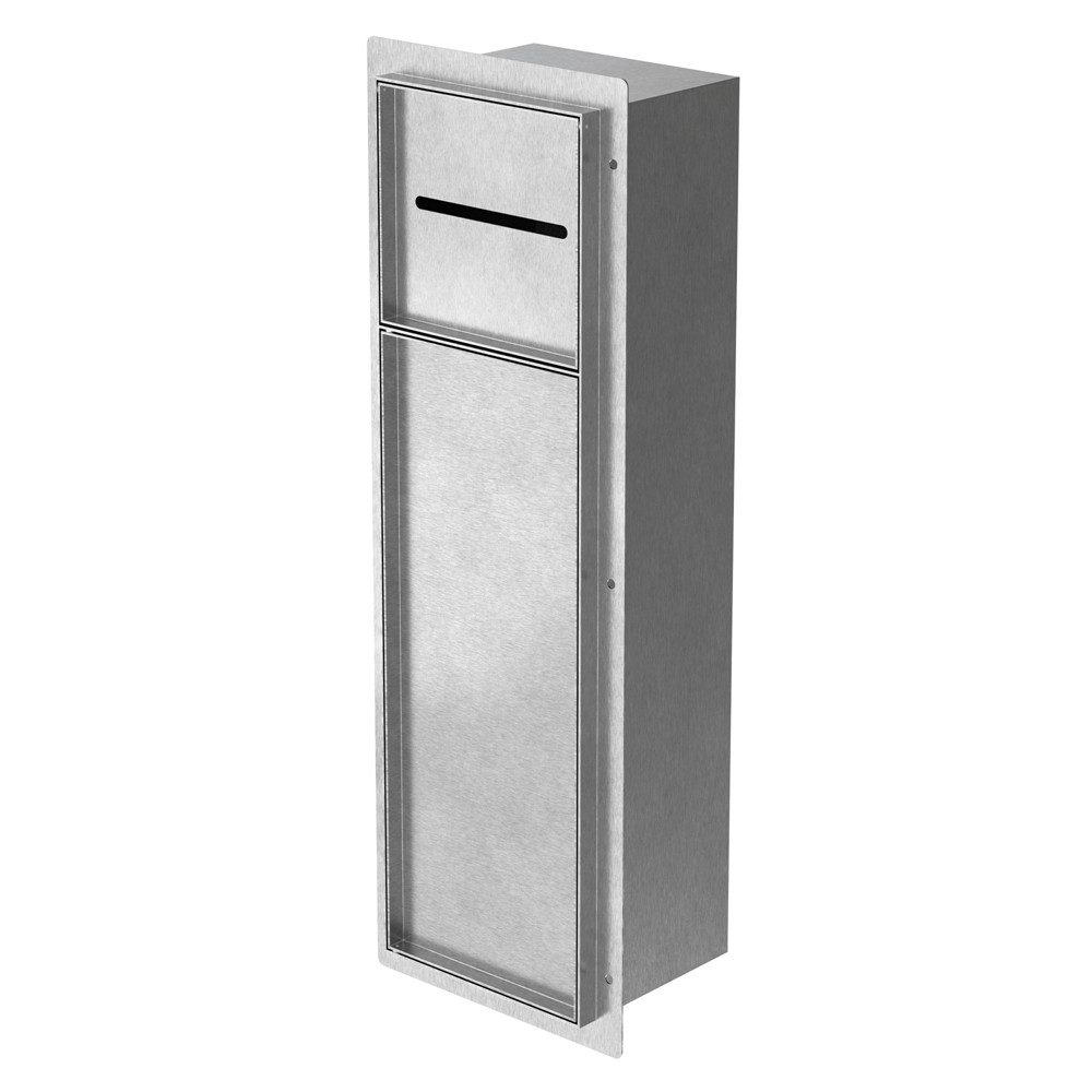 LuxeBath Toilettenpapierhalter Unterputz-Schrankmodul Edelstahl für Klobürstengarnitur befliesbar, Silber 60x20x14 cm Badezimmerschrank für Toilettenbürste WC Wandnische
