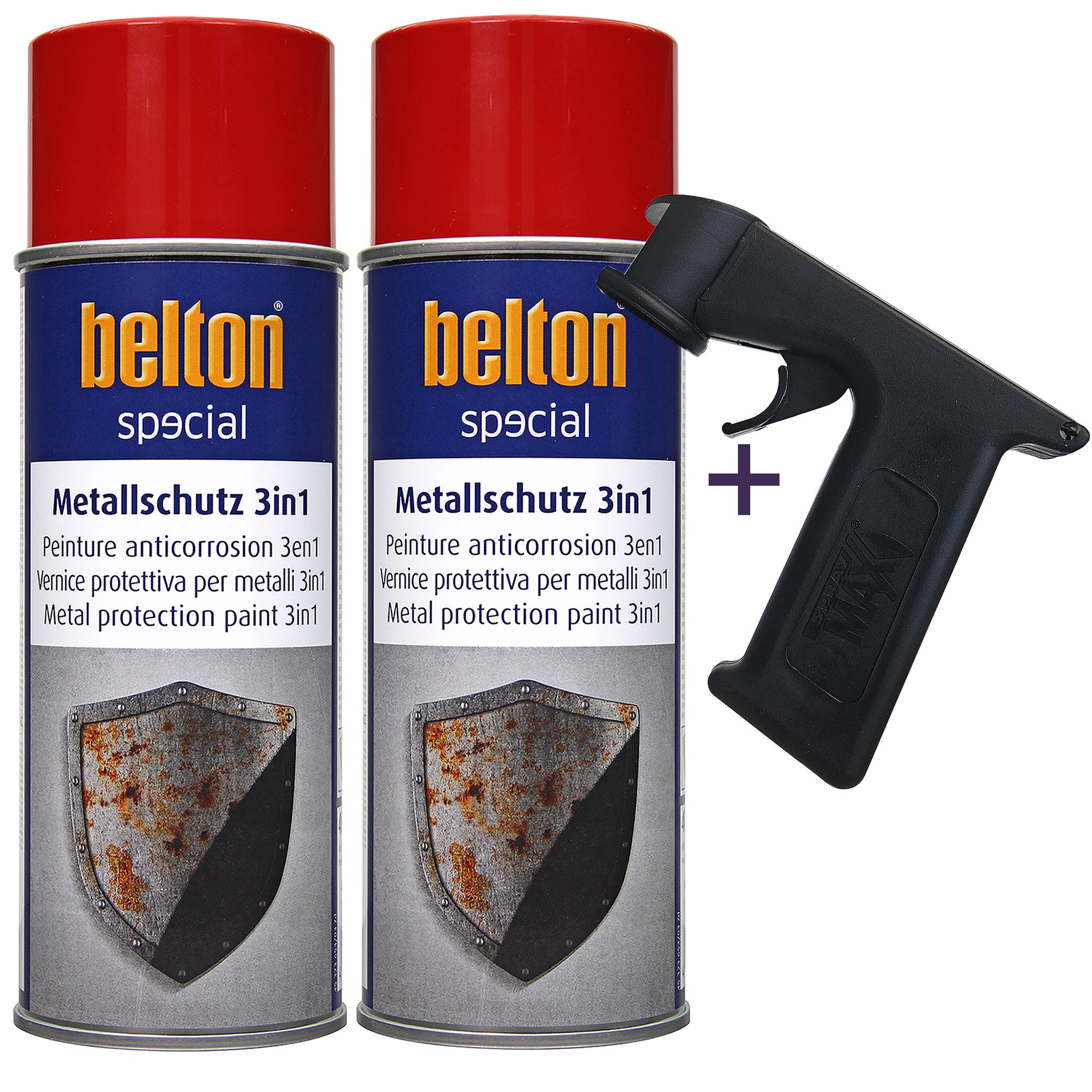 ECI Tools Metallschutzlack 2x Belton Metallschutzlack 3in1 400 ml incl. Handgriff, Farbiger Decklack