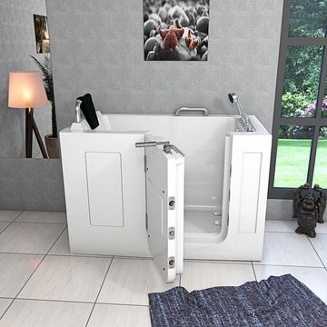 AcquaVapore Whirlpool-Badewanne Sitzwanne Whirlpool Badewanne mit Tür S07WP-TH-B 140x76cm, Schnelle Reinigung, Nackenstütze, Überlauf Abfluss, Extra Tief, Whirlp