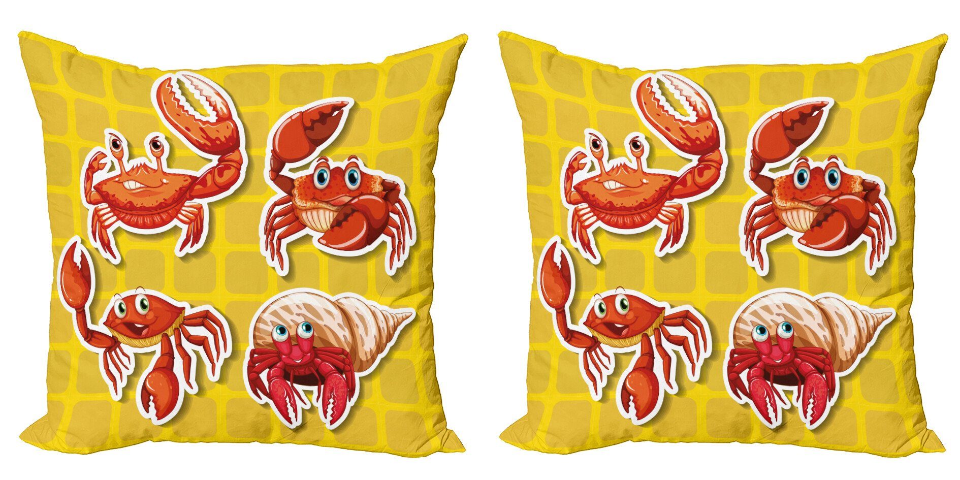 Abakuhaus Accent verschiedene Stück), Modern Karikatur Doppelseitiger 4 (2 Crabs Kissenbezüge Digitaldruck,