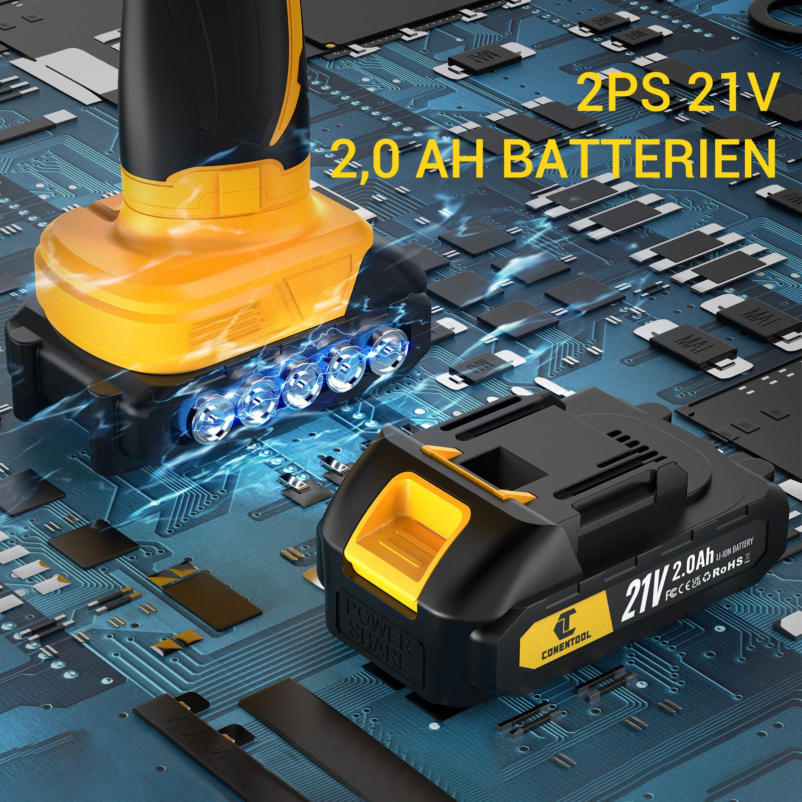 CONENTOOL Cordless Polisher, 6-inch, 8-Speed ​​Settings, 2500 min. RPM, 5000 max. RPM, Multifunctional Cleaning & Polishing Machine for Cars, Furniture & More