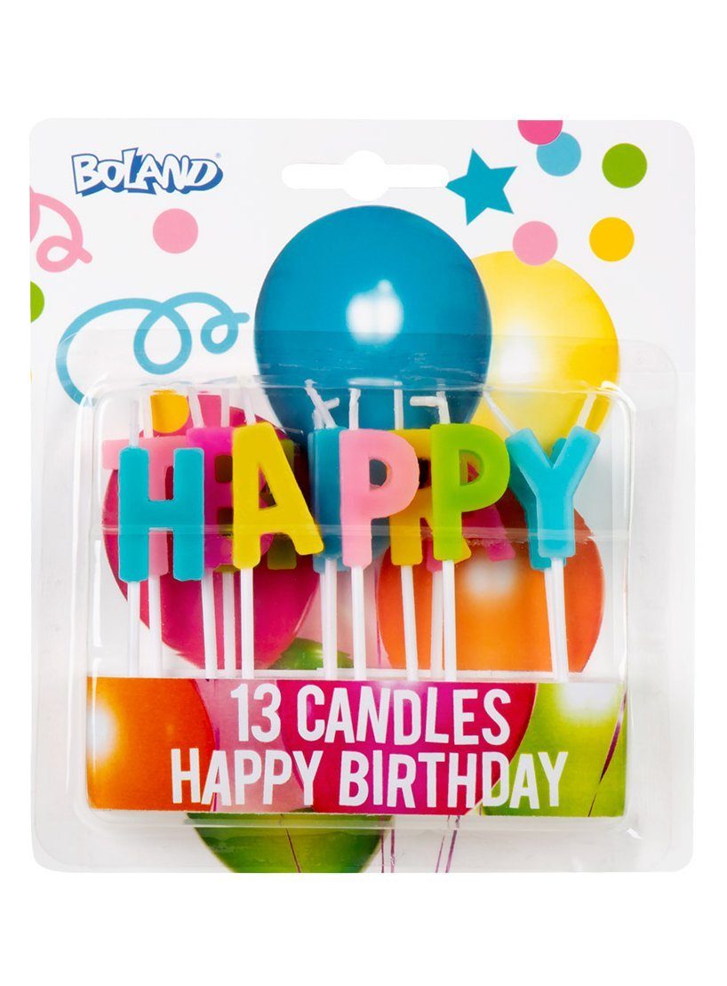 Boland Dekoobjekt Happy Birthday Geburtstagskerzen