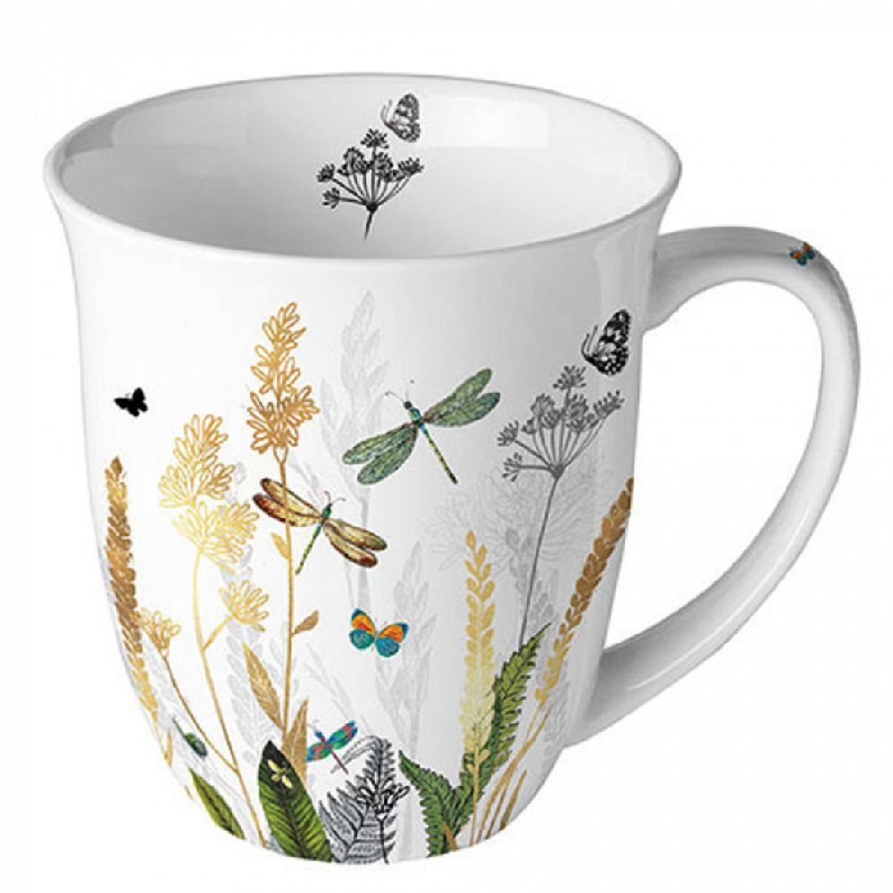 Ambiente Luxury Paper Products Becher Pfingstrosen, Rosen- Mug Blumen Tee/Kaffee Tasse, Porzellan, Sommmer/Frühling Motive - Ideal Als Geschenk