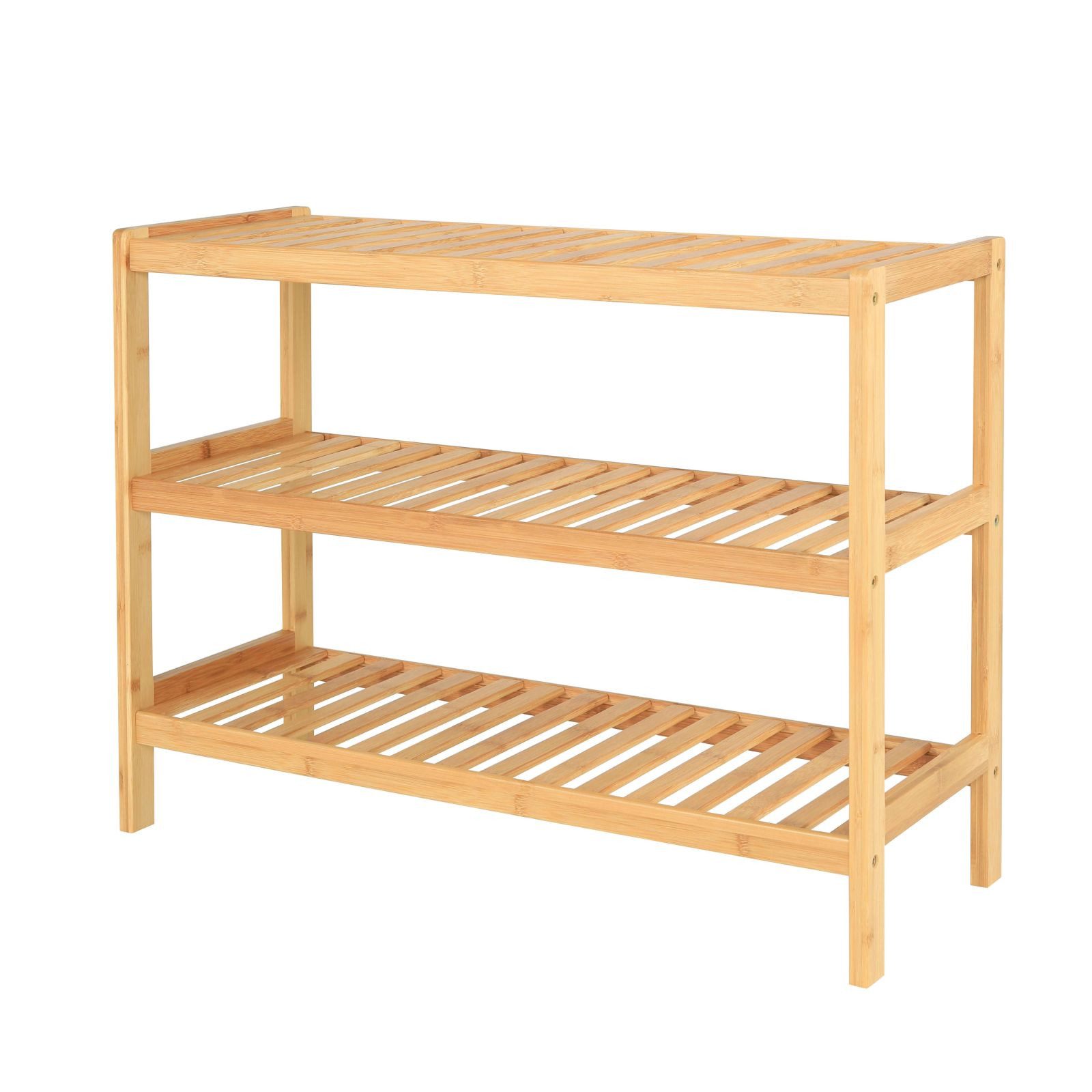 dibea Regal aus Bambus mit 3 Ablageflächen, 70x26x55 cm, natur, 1-tlg., robust & nachhaltig, platzsparend & pflegeleicht