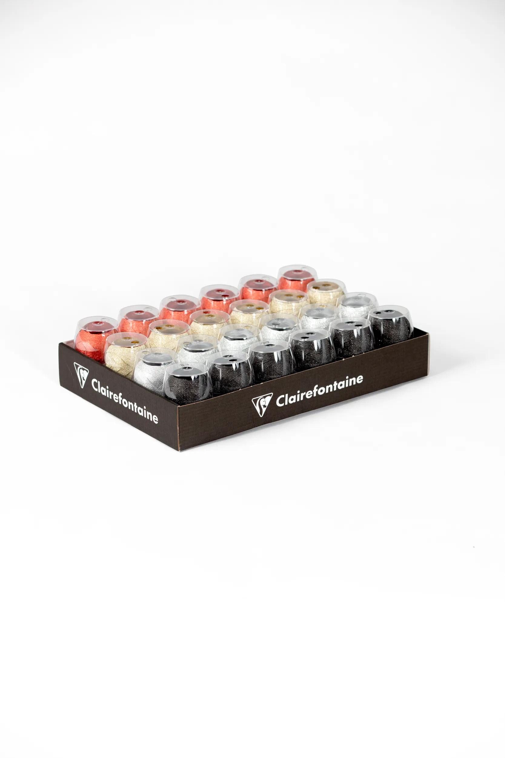 CLAIREFONTAINE Geschenkband Set 24x Geschenkband Glitter 10mx7mm sortiert Sort. 612705C, MISC