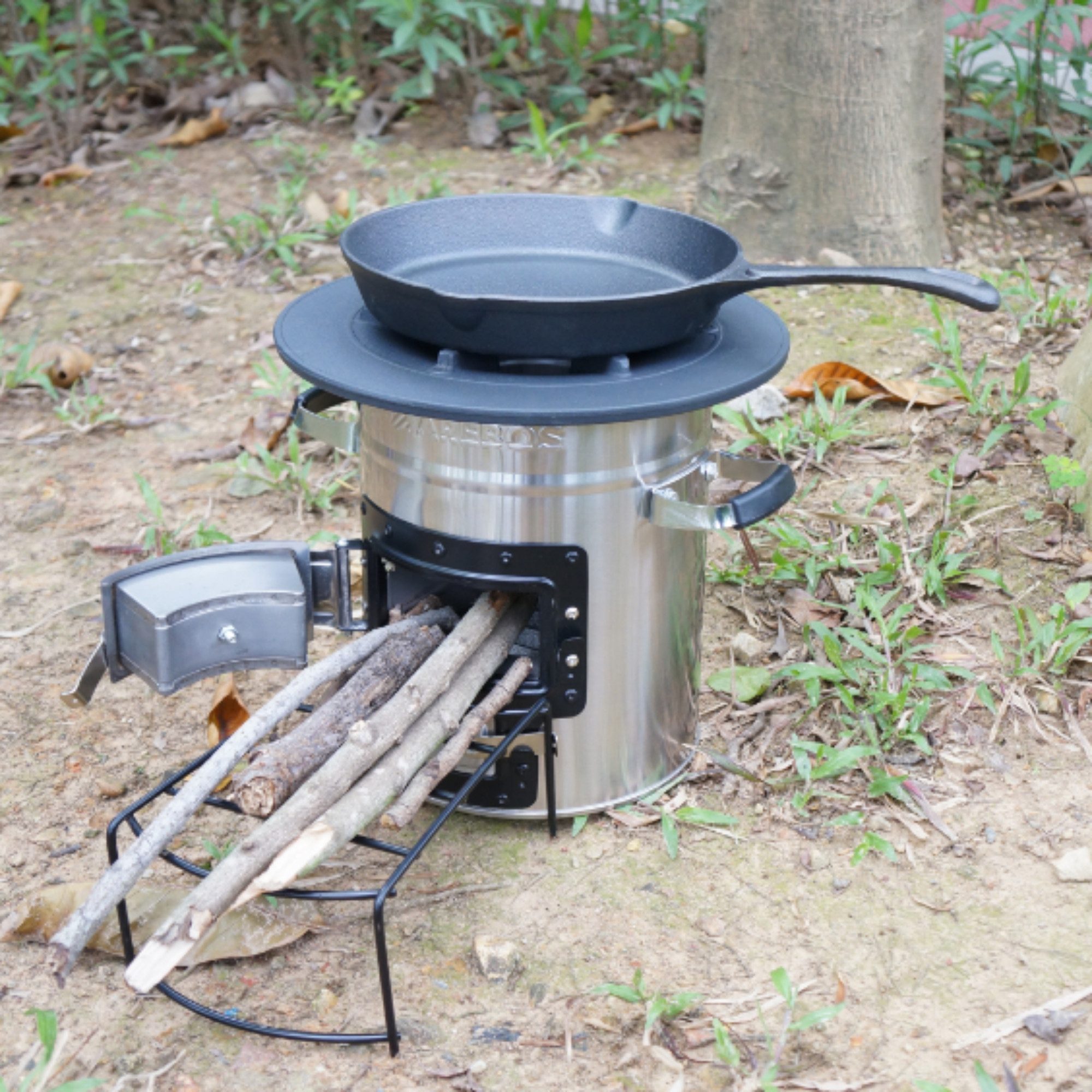 Arebos Feuerstelle Raketenofen inkl. Grillpfanne Dutch Oven BBQ, (Set), Ink günstig online kaufen