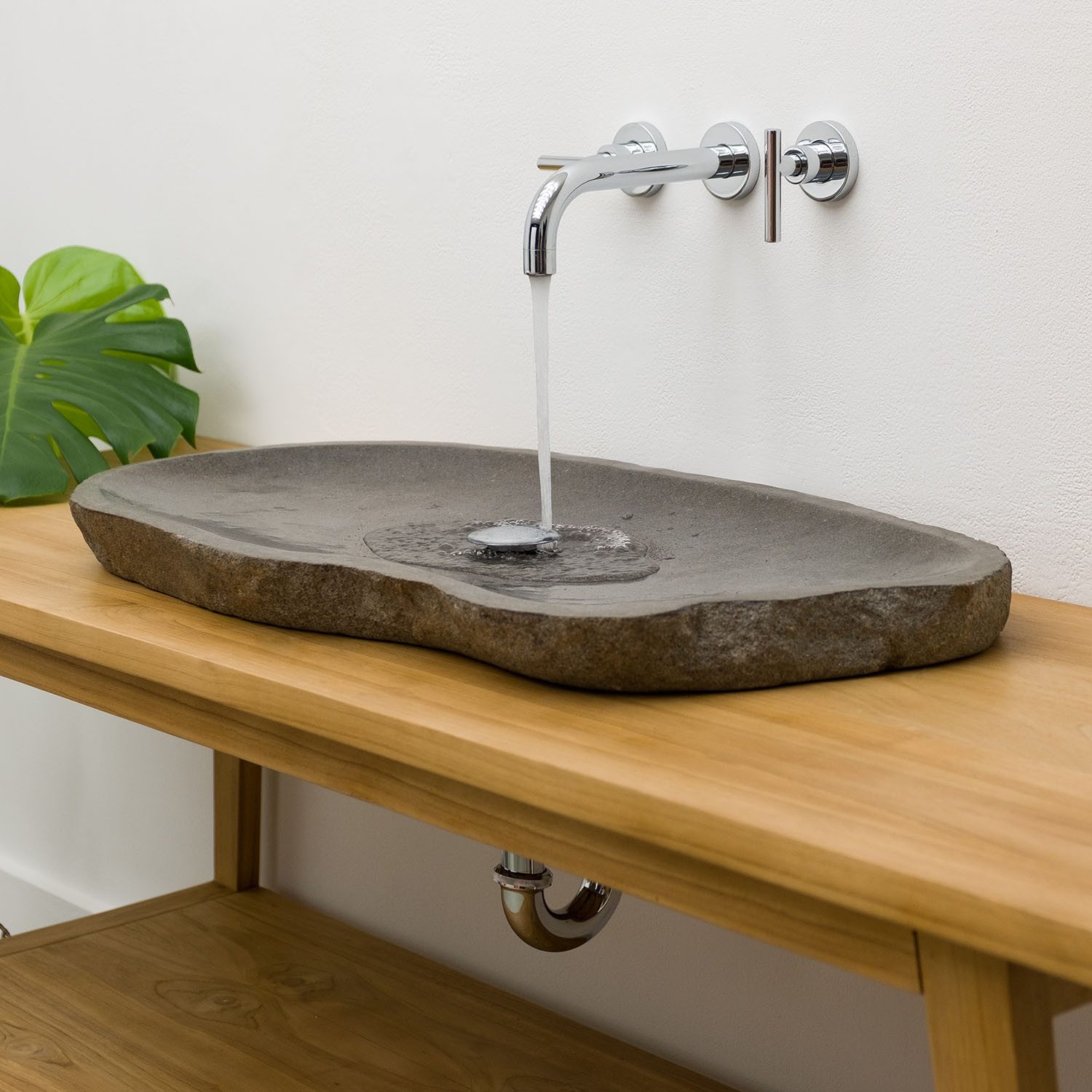 wohnfreuden Aufsatzwaschbecken Naturstein Waschbecken 80 cm extraflach (Kein Set), 126379