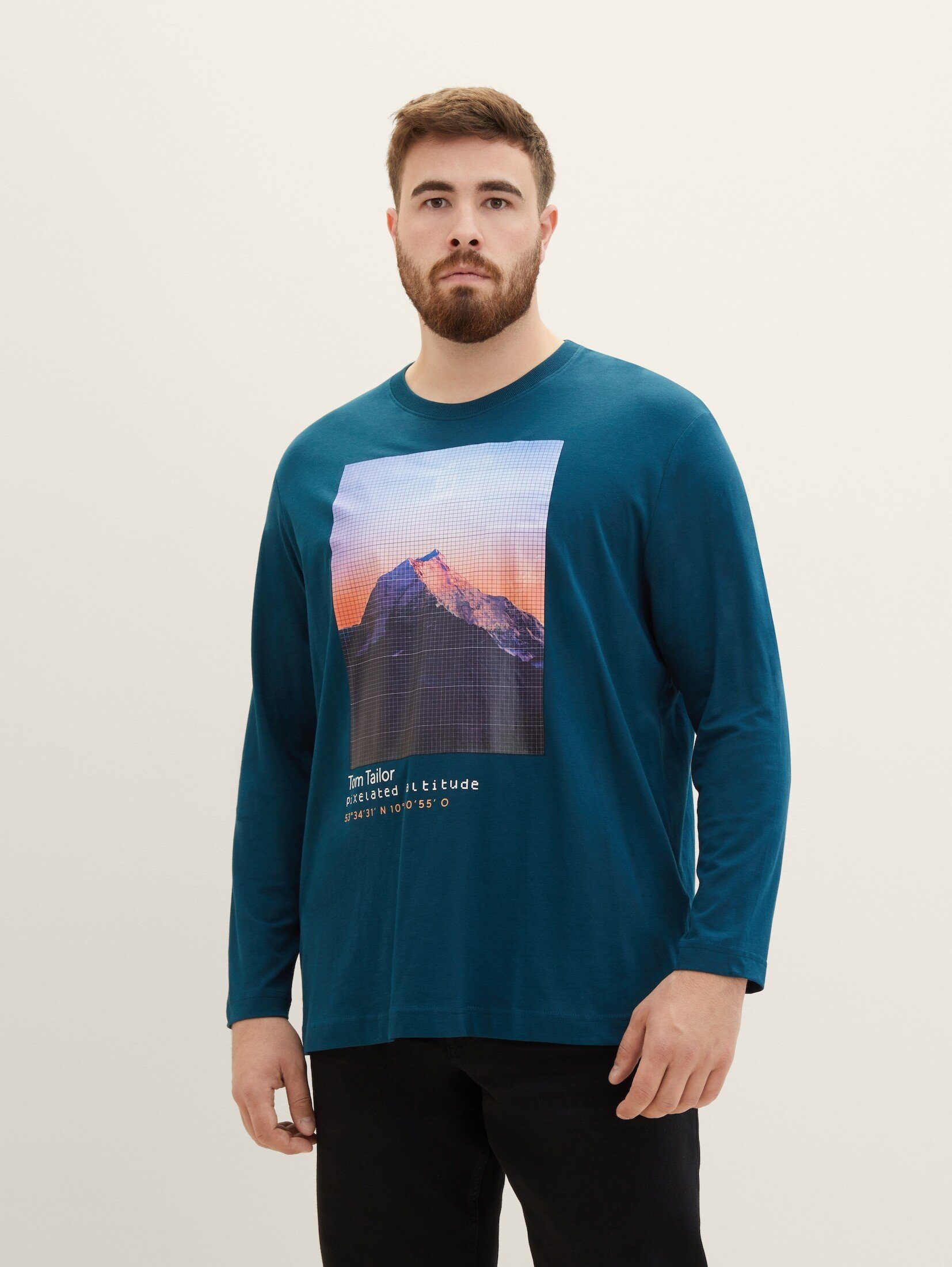 T-Shirt TAILOR PLUS Bio-Baumwolle Langarmshirt - TOM Plus mit