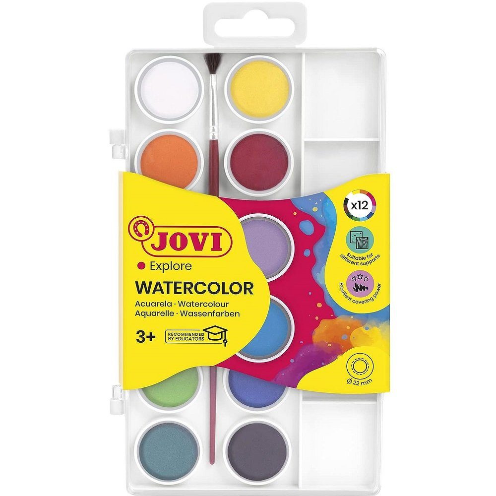 Jovi Farbkasten 1 Wasserfarbkasten inkl. Pinsel - 12 Farben
