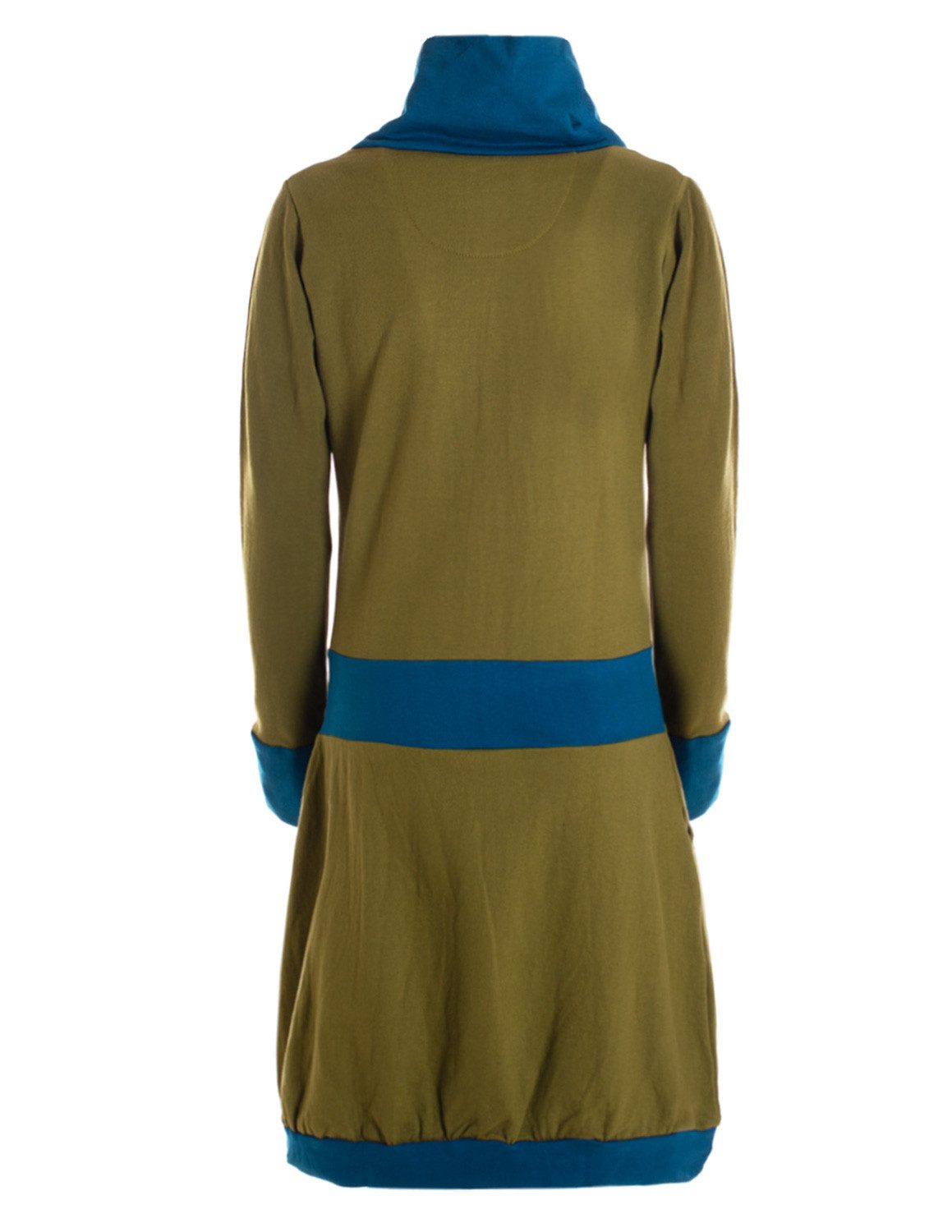 Vishes Jerseykleid Damen Langarm A-Linie mit Kragen, zweifarbig, bequemes Freizeitkleid Alternative Bekleidung, Ethno, Hippie, Retro Style