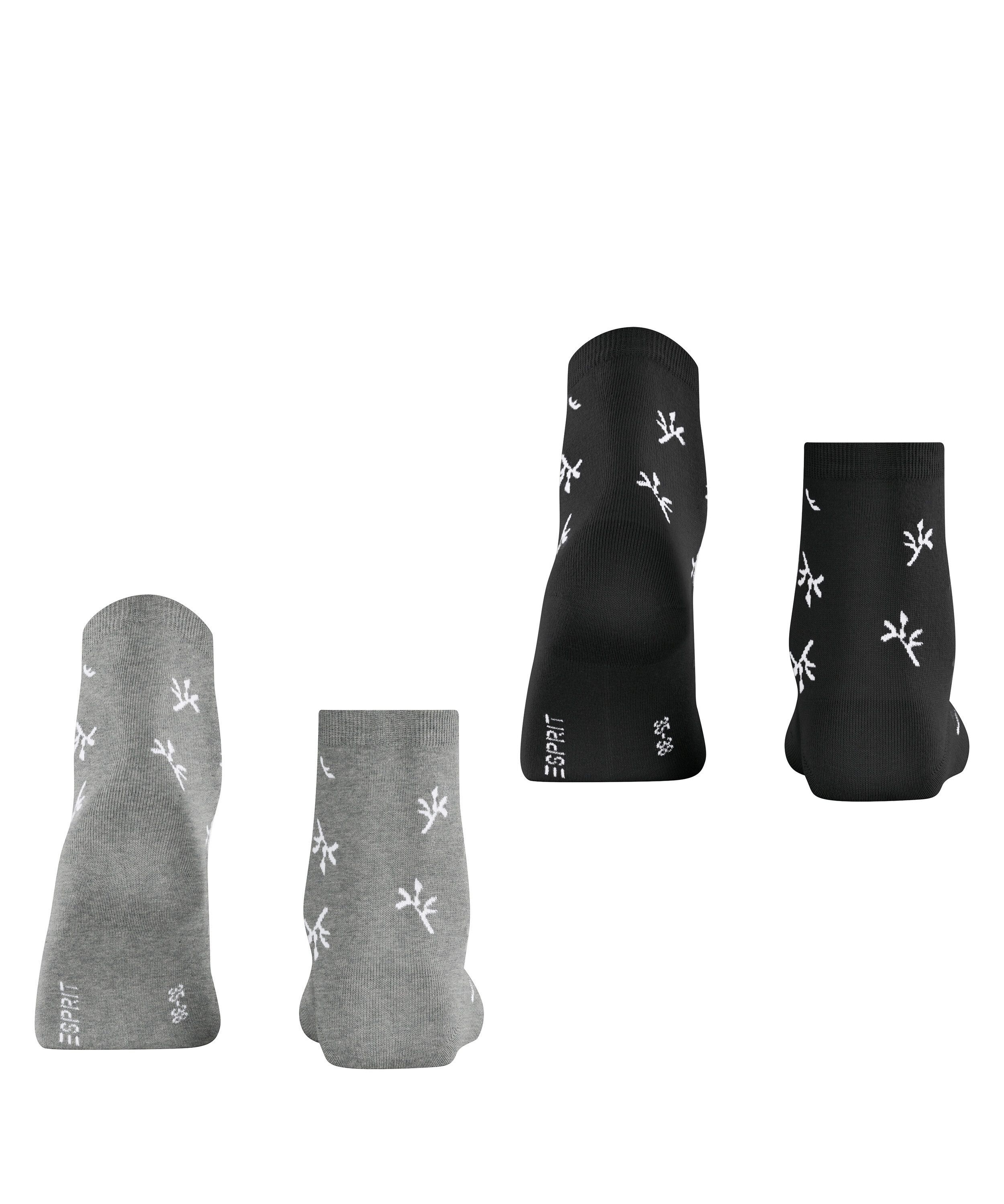 Esprit Kurzsocken Twig (2 Paar) mit kleinem Rollrand, florales Muster – Bild 3 von 5