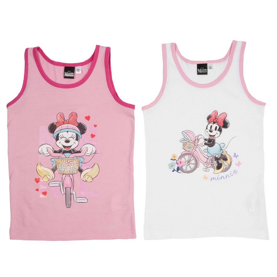 United Labels® Unterhemd Disney Unterhemd für Mädchen - Minnie Mouse  Rosa/Weiß (2er Pack)