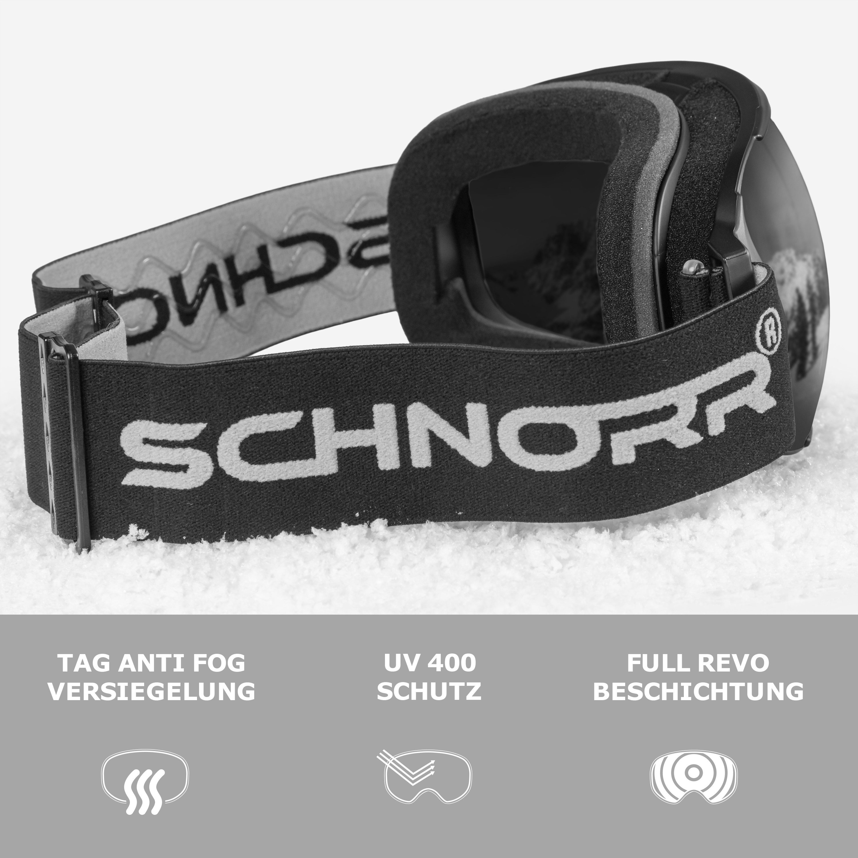 SCHNORR Sportbrille Schnorr Skibrille Kryos - Sphärisch, Silber (S3/S4), Full REVO, Anti, (1-St), Full REVO-Beschichtung Silber (S3) – Bild 3 von 5
