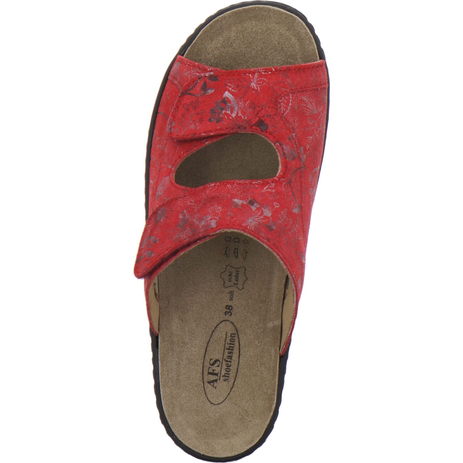 AFS-Schuhe 2783230 Hallux Wechselfußbett Pantolette für Damen mit Keilabsatz, bequeme Sandalen aus Leder