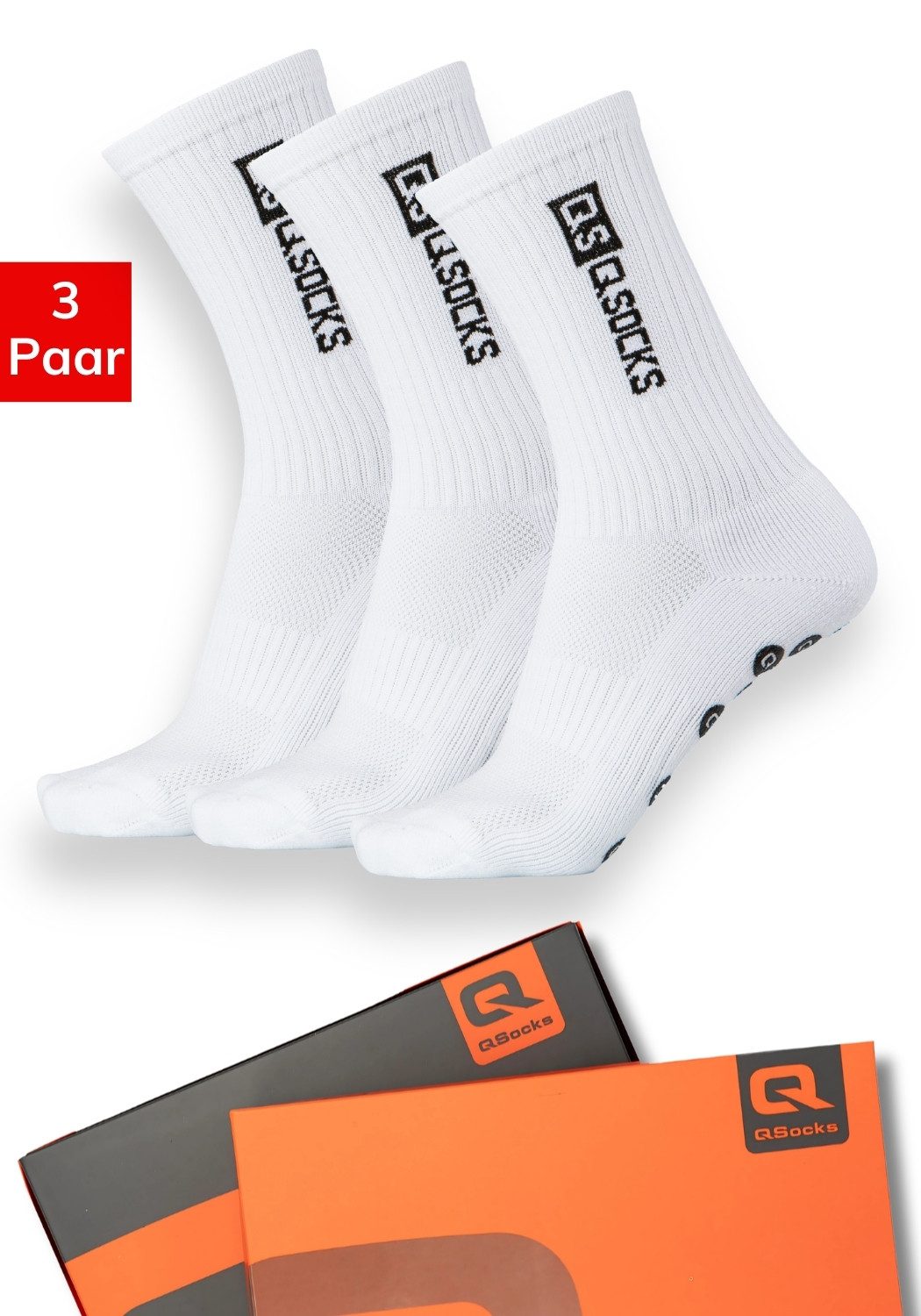 Socken Fußball Grip Socken Unisex Größe 39-46 3er Pack /QSOCKS