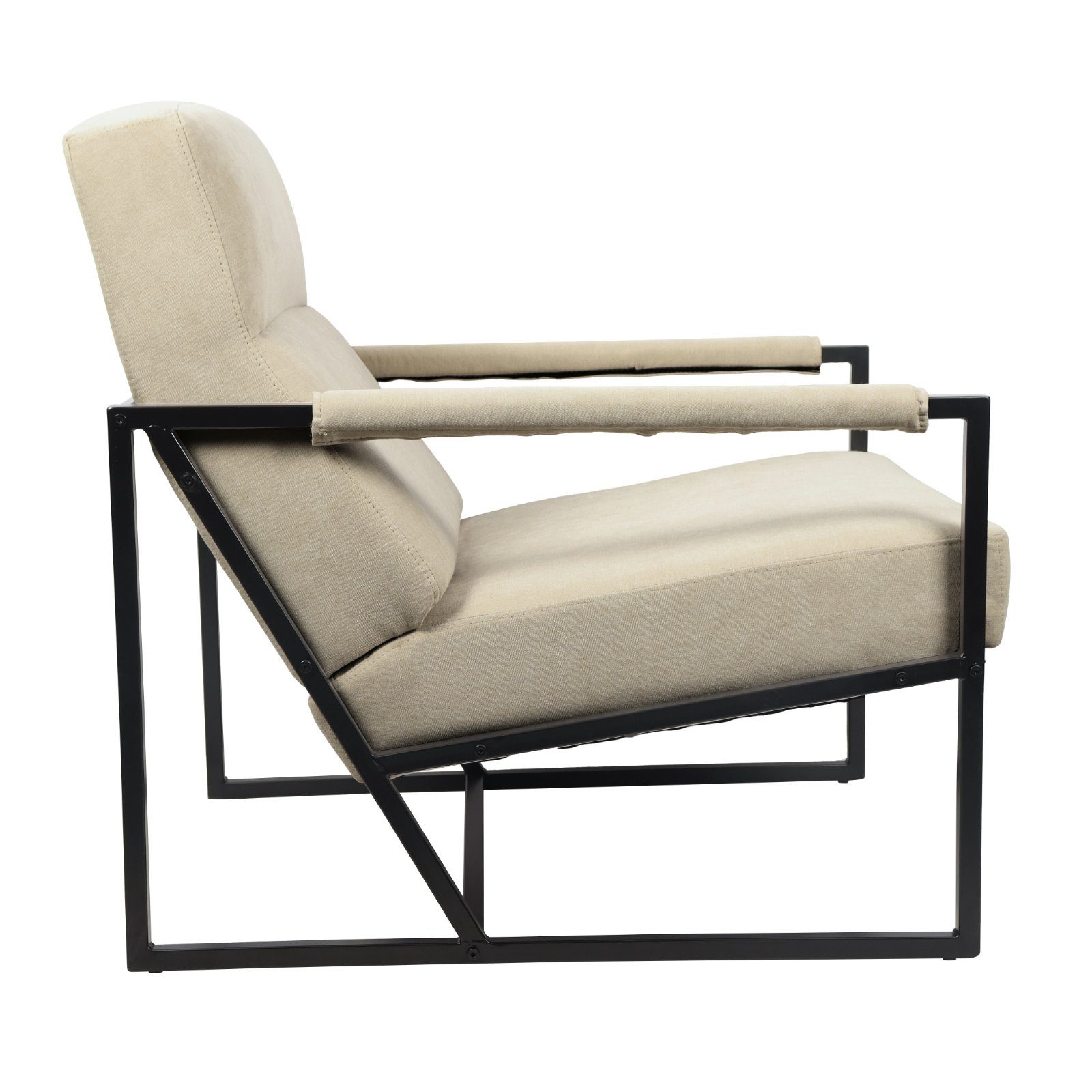 SVITA Cocktailsessel CHRIS, Loungesessel mit Armlehnen, Stoffbezug, Beige