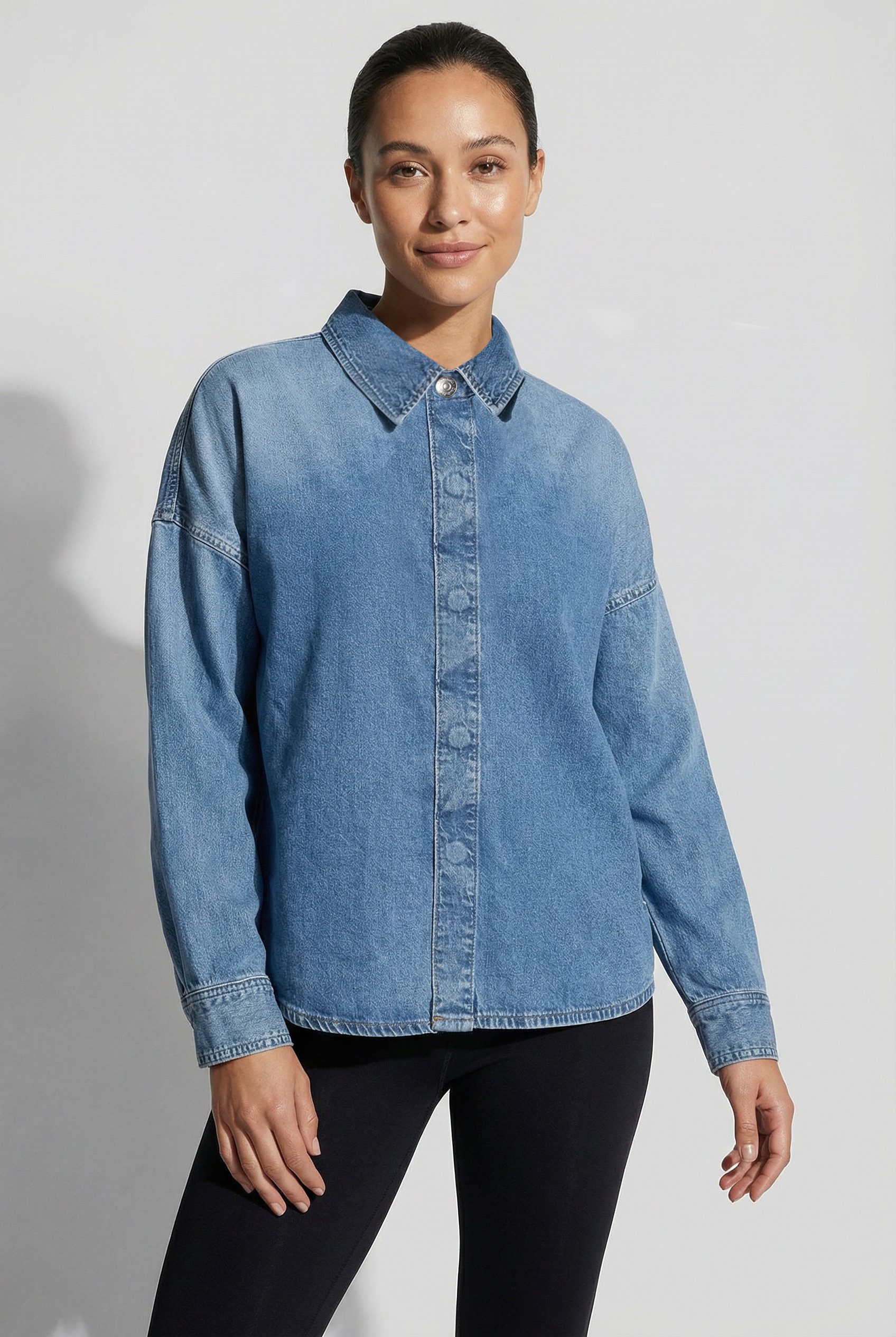 Calvin Klein Jeans Hemdbluse RLXD LNN DNM SHRT DY Mit Rundhalsausschnitt