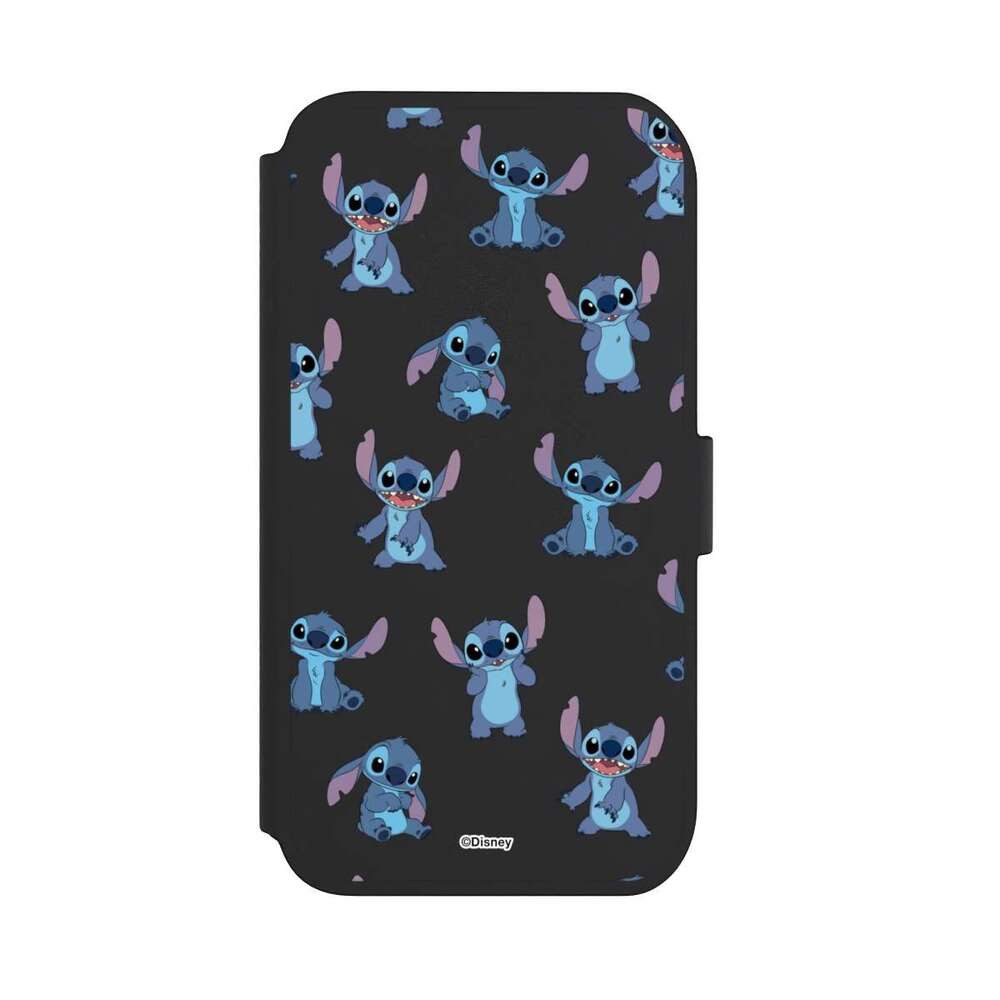 NIVOCASE Handyhülle Lilo & Stitch Offizielles Lizenzprodukt Disney, Apple iPhone 11 Klapphülle Handyhülle aus Kunst Leder NIVOflip schwarz