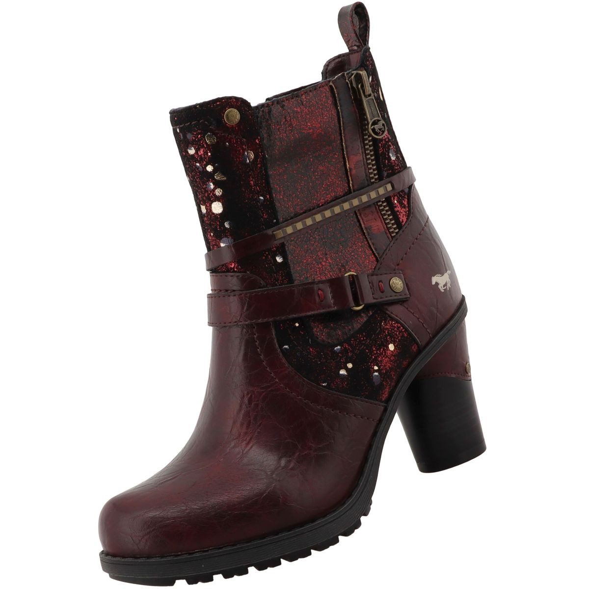 Mustang Shoes 15M0162013-bordo-multi Stiefelette Damen-Stiefel mit markantem Blockabsatz