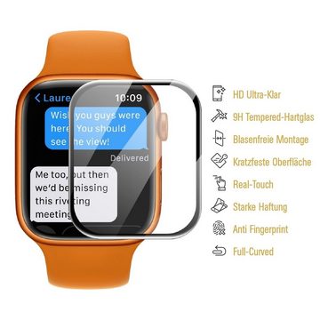 Protectorking Schutzfolie 2x 9H Panzerglas für Apple Watch 7/ 8 45mm FULL CURVED Displayschutz, (2-Stück), Schützt das Displays vor fiesen Kratzer, Schmutz und Beschädigungen