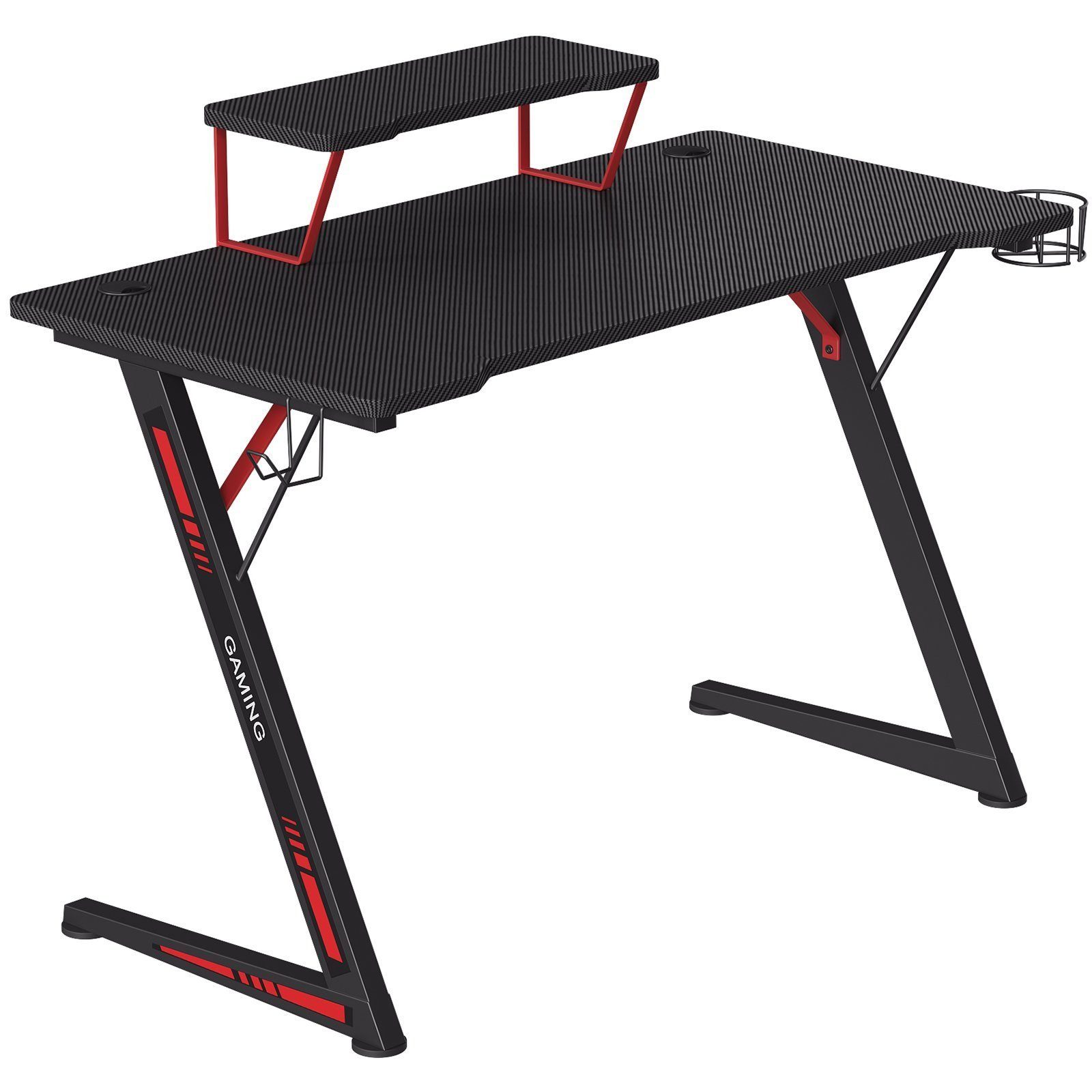 SONGMICS Gamingtisch Computertisch, mit Monitorständer, mit Halter